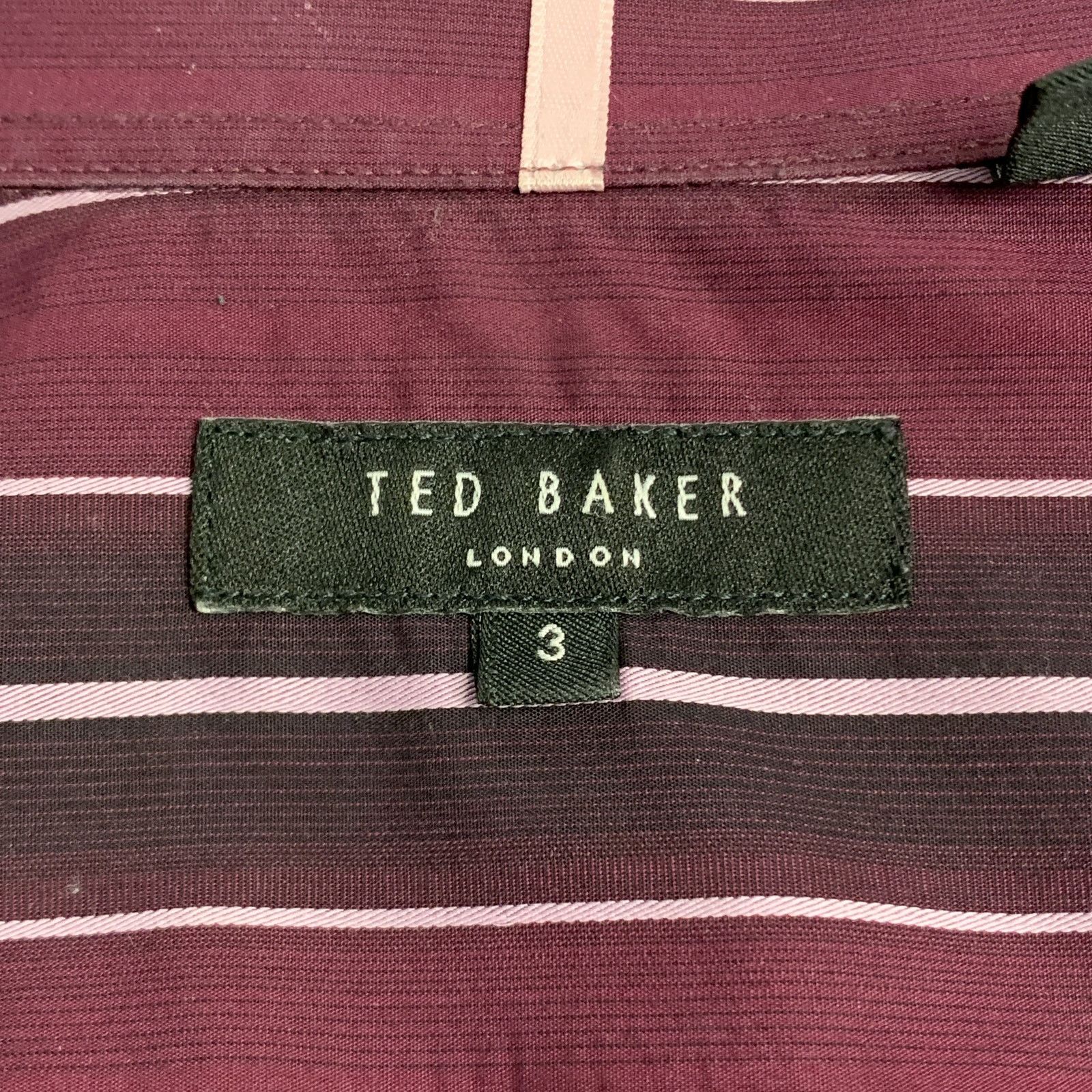 Ted Baker M Burgundy Stripe Cotton Spread Collar Button Up Long Sleeve Size US M / EU 48-50 / 2 - 6 Thumbnail