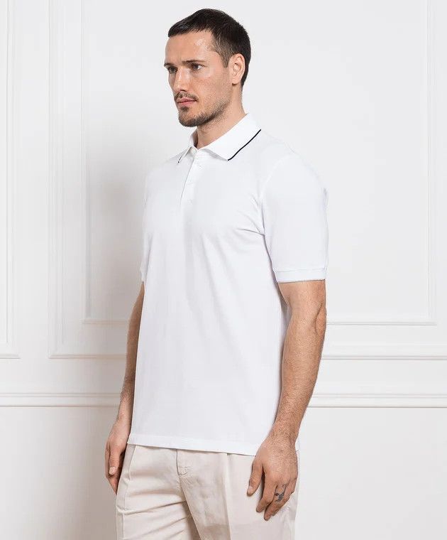 image of Brunello Cucinelli O1W1Db10524 Polo T-Shirt In White, Men's (Size XS)