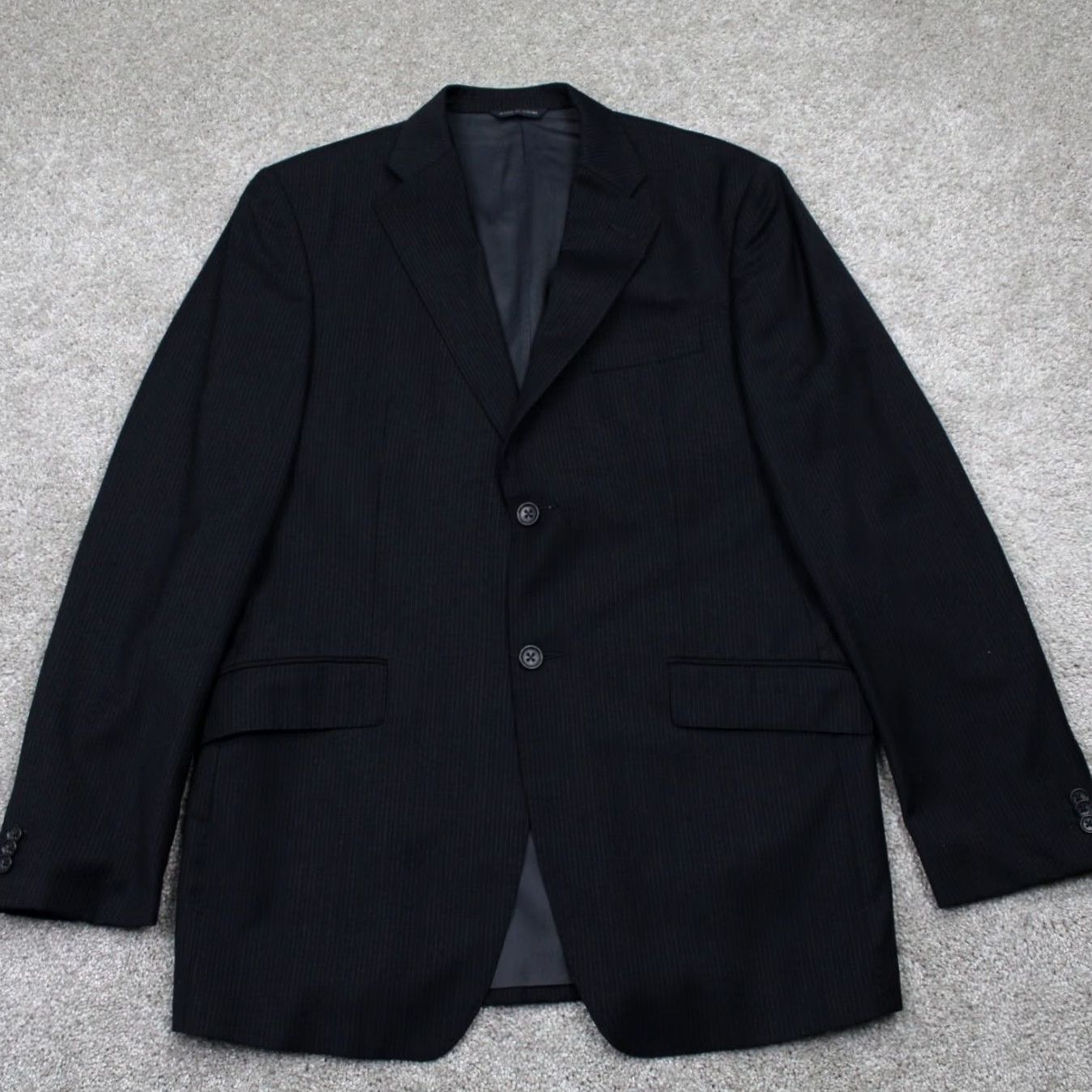 Banana Republic Banana Republic Blazer Men 42R Black Wool Pinstriped 2 Button Single-Breasted Jacket Coat Regular Vintage? (No) Size 42R - 2 Thumbnail