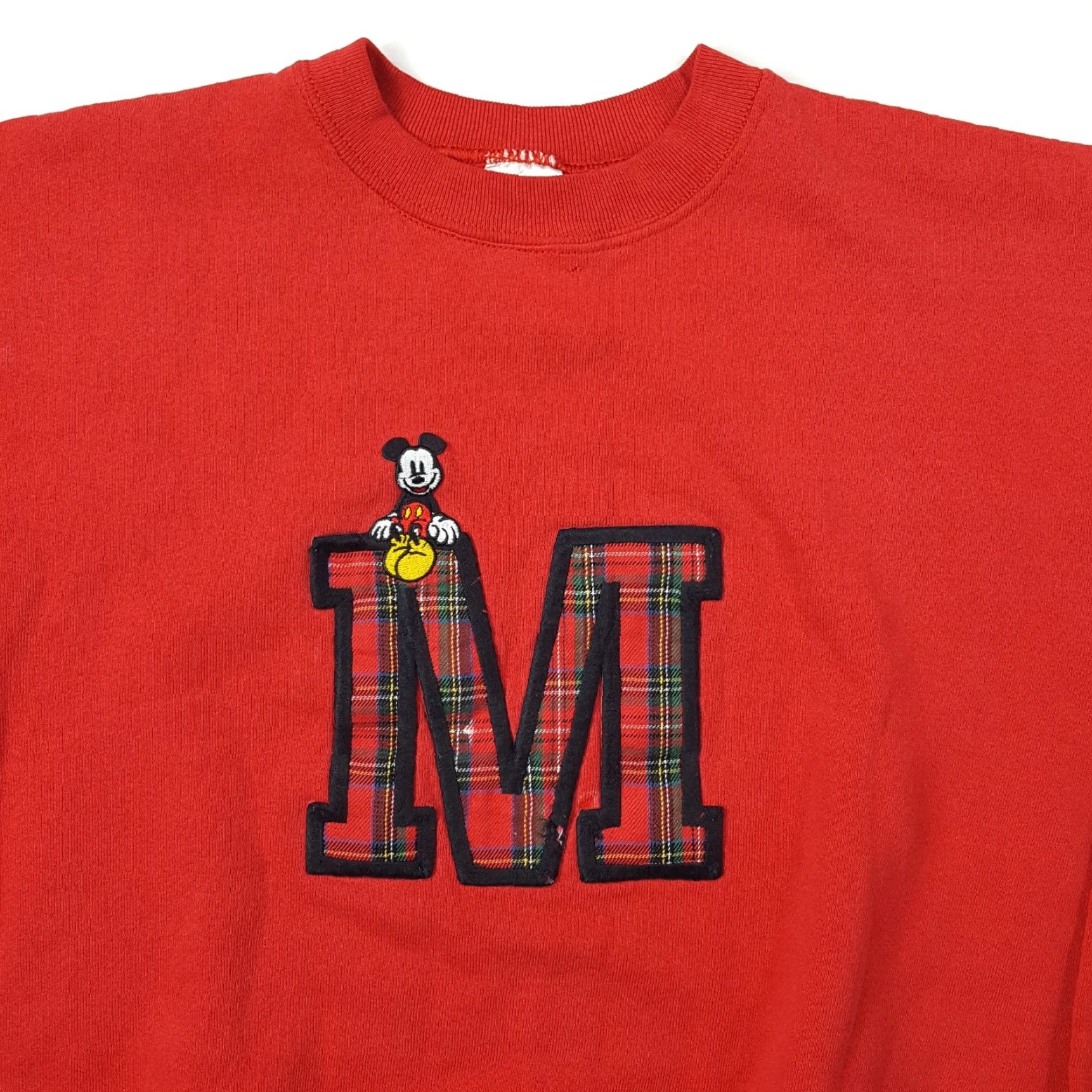 Mickey & Co. VINTAGE Mickey Plaid Logo Men's Large Red Crewneck Retro Sweatshirt Cartoon Size US L / EU 52-54 / 3 - 2 Thumbnail