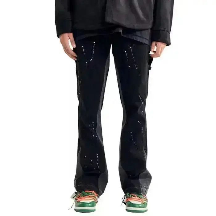 Japanese Brand Paint Splatter Black Stacked Denim Jeans Size US 32 / EU 48 - 3 Thumbnail