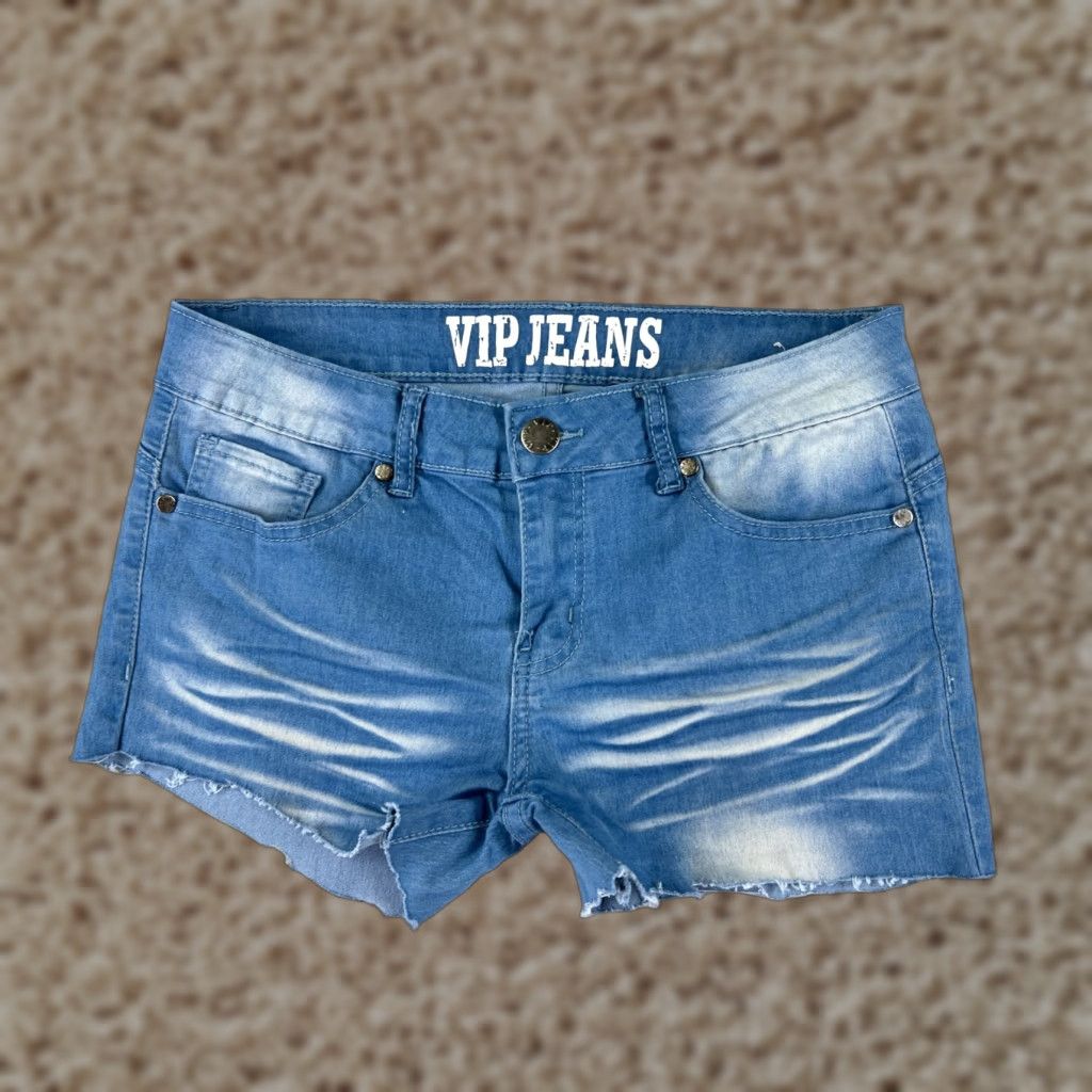 Vintage VIP Jeans Women's Denim Shorts Cut-Off Low Rise 28x3 Blue Cotton Blend 3" Inseam US Size 9 Regular Women's Casual Distressed 90s? Size 30" / US 8 / IT 44 - 1 Thumbnail