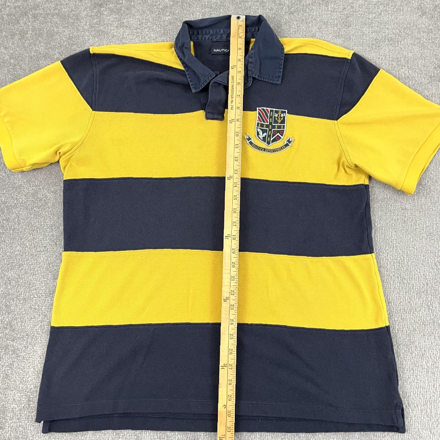 Nautica Nautica Rugby Polo Shirt Mens XL Blue Yellow Striped Embroidered Logo Classic Preppy Size US XL / EU 56 / 4 - 5 Thumbnail