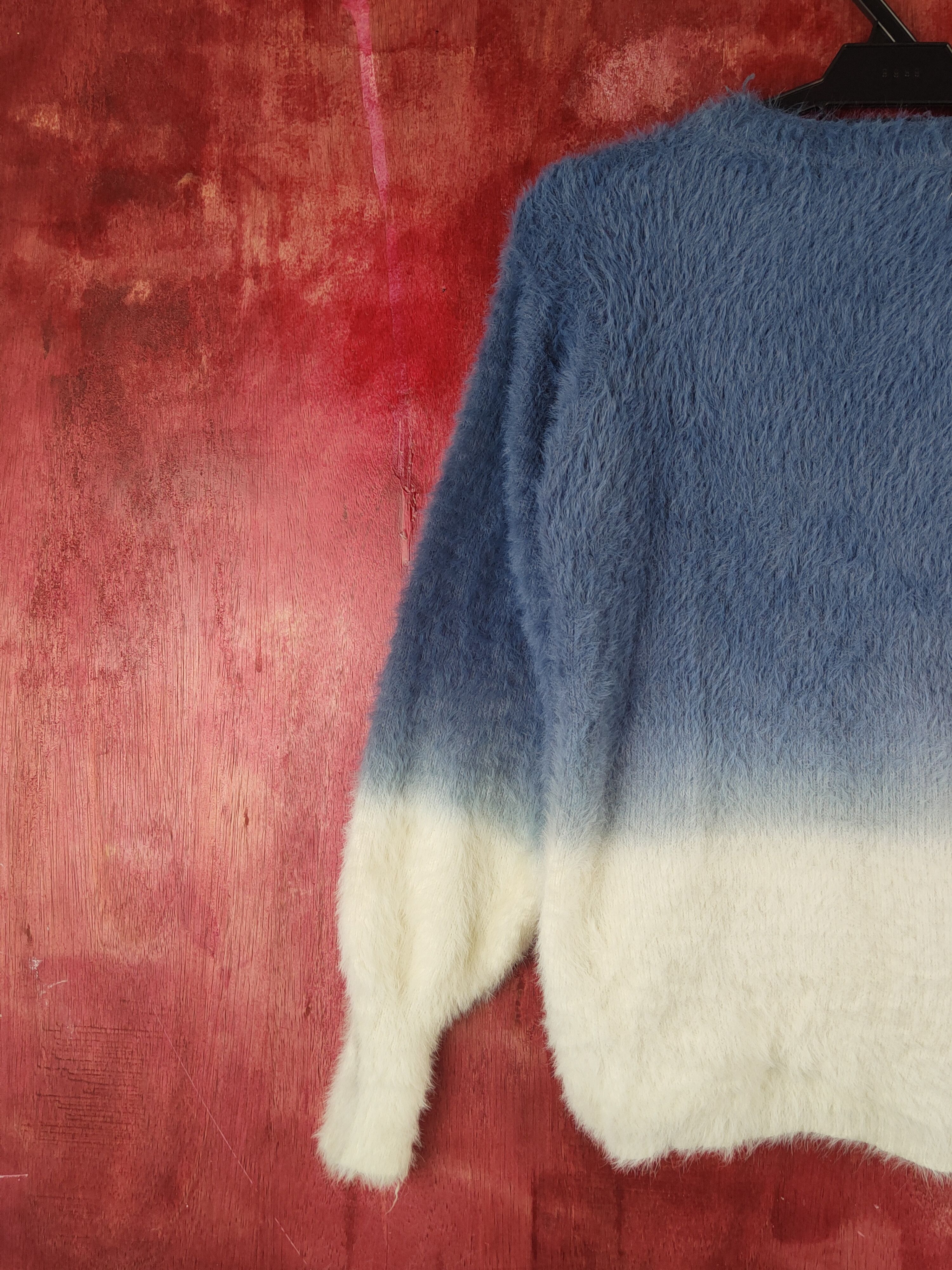 Homespun Knitwear R.p.s Blue White Shag Shaggy Fur Mohair Knitwear #S1933 Size M / US 6-8 / IT 42-44 - 8 Thumbnail