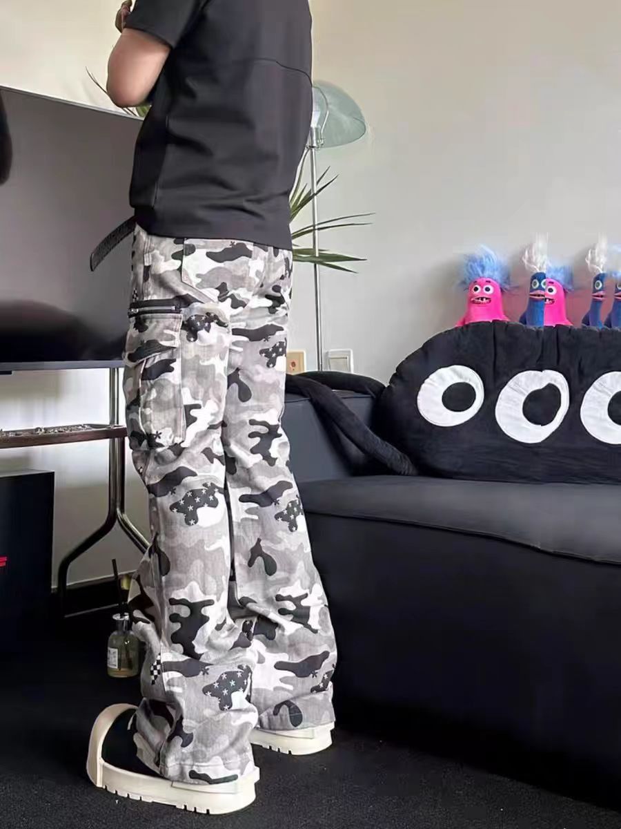 Japanese Brand × Vintage High Street Gray Camouflage Casual Micro Flare Work Pants Size US 32 / EU 48 - 4 Thumbnail