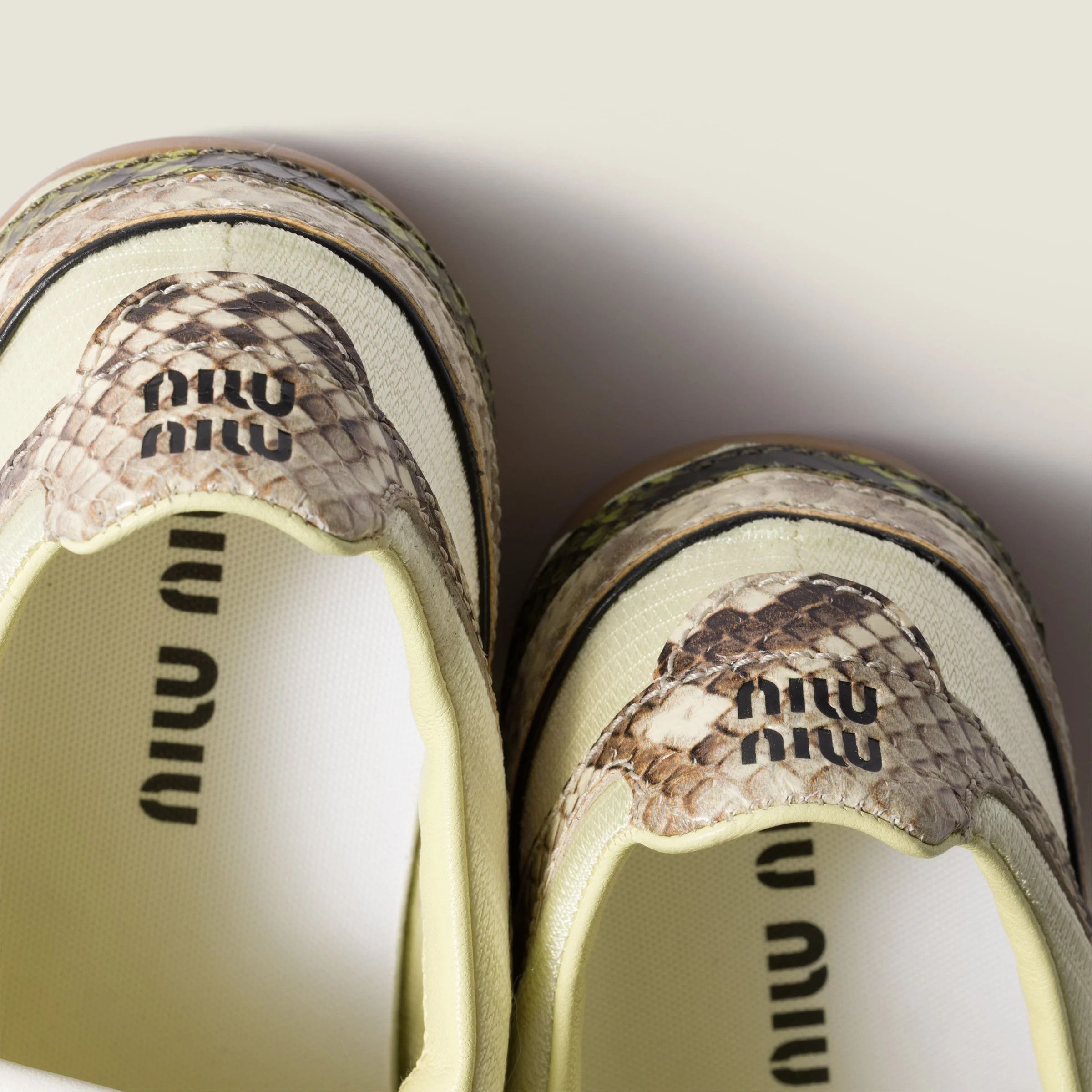 Miu Miu o1B3y1r0426 Gymnasium Technical Fabric Python-Print Sneakers Size US 11 / IT 41 - 3 Thumbnail