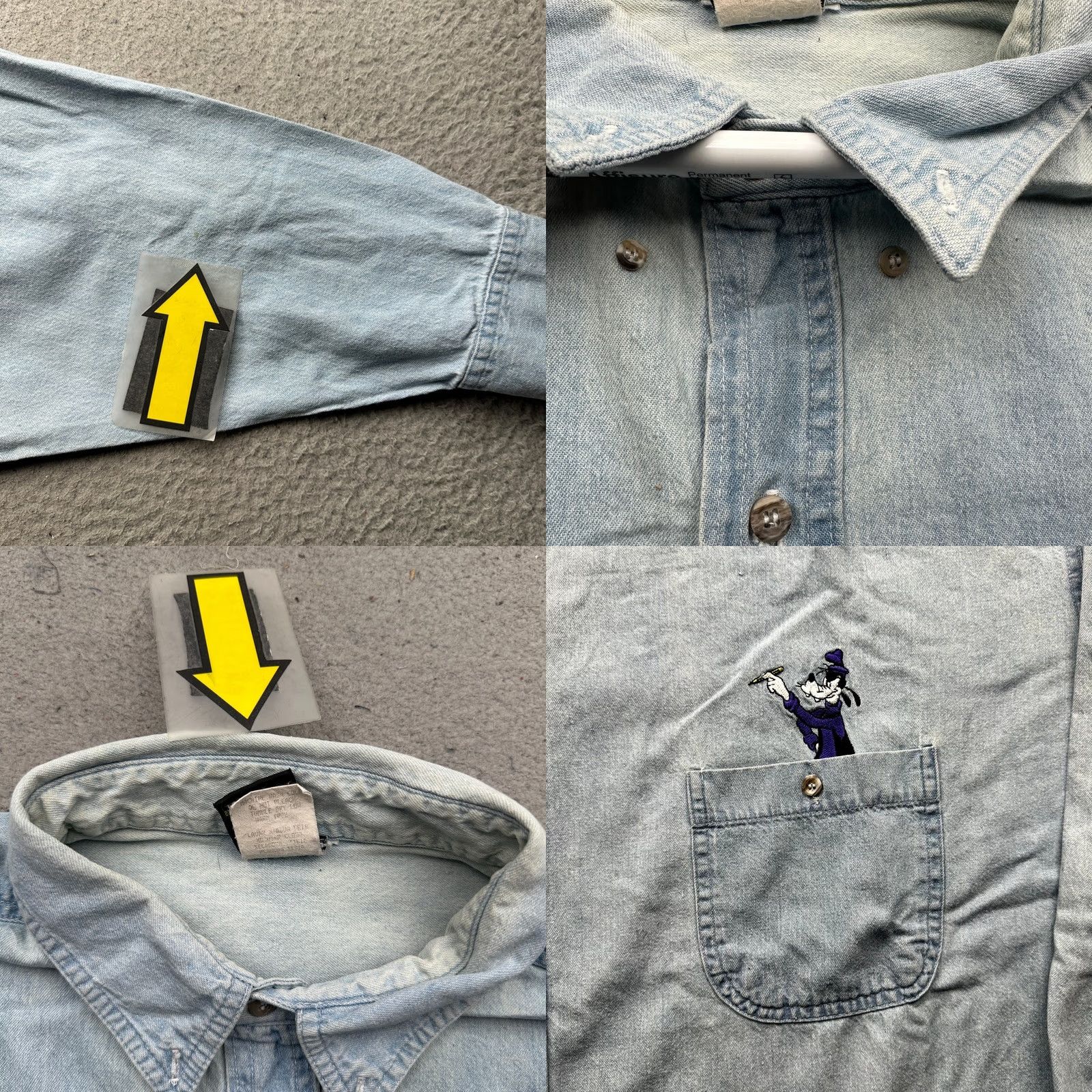Disney VINTAGE Disney Mickey Unlimited Denim Button Down Shirt Mens 2XL Goofy Chambray Pocket Shirt Mens 2XL Blue Chambray 90s Cartoon Casual Mens Size US XXL / EU 58 / 5 - 8 Thumbnail
