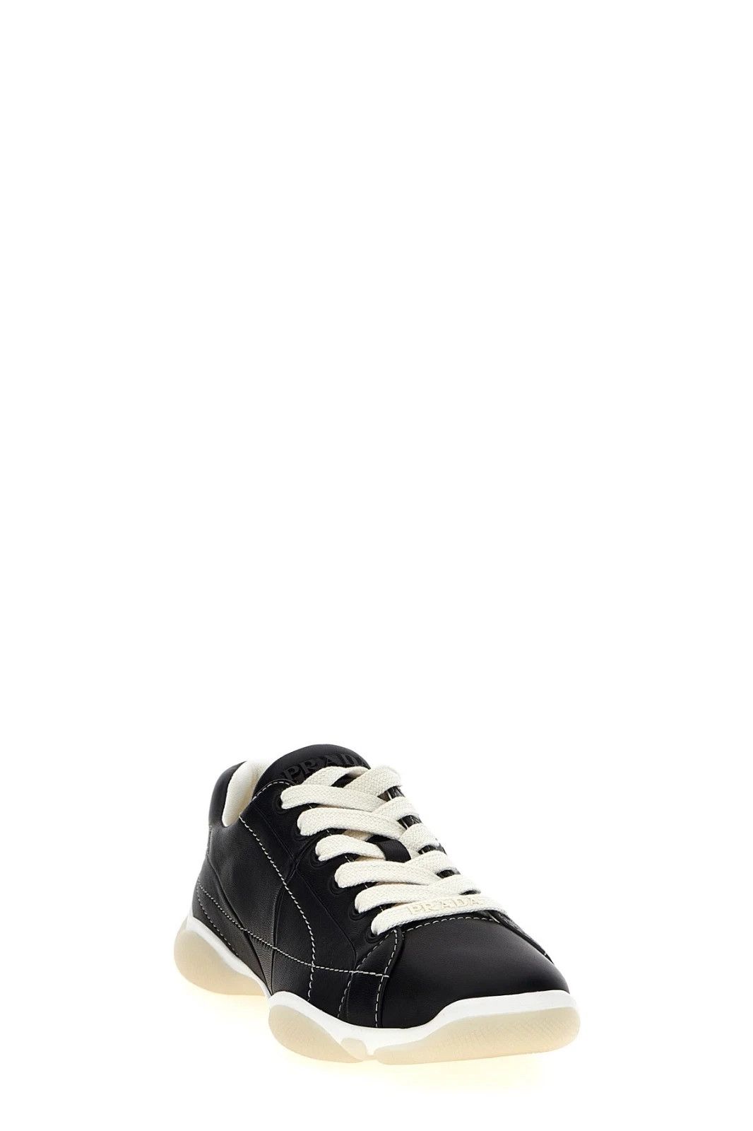 Prada PRADA Black Leather Nappa Sneakers New And Authentic Size US 8.5 / IT 38.5 - 2 Thumbnail
