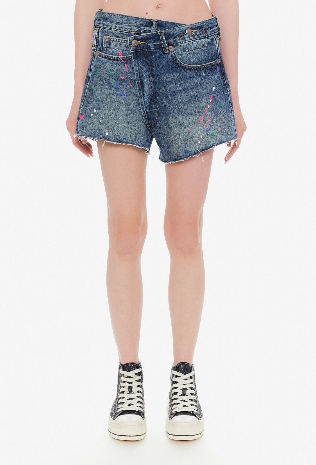 Japanese Brand × R13 Last R13 Crossover Denim Blue Shorts With Color Accents Size 28" / US 6 / IT 42 - 2 Thumbnail