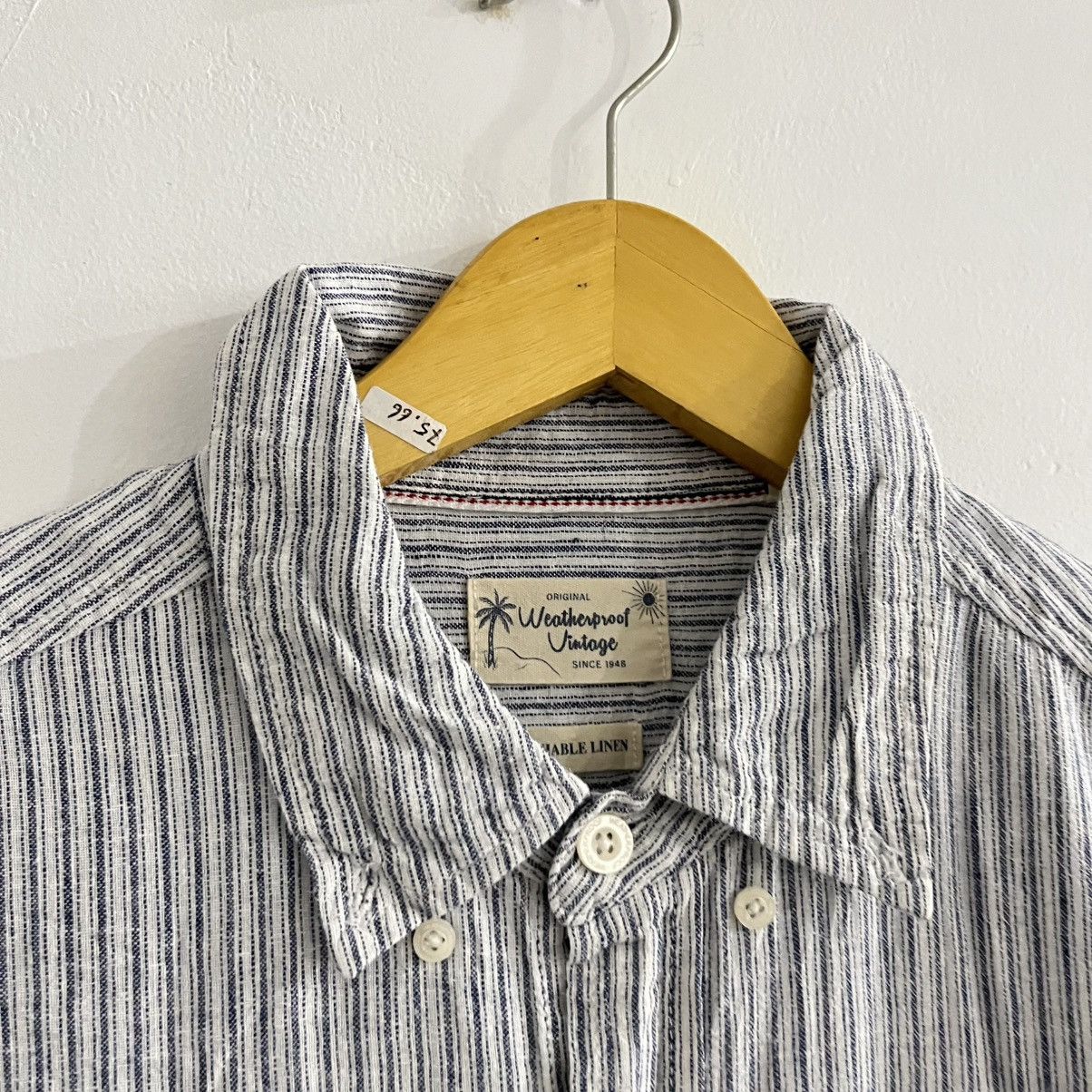 Japanese Brand Weatherproof - Striped Linen Shirt Size US L / EU 52-54 / 3 - 4 Thumbnail