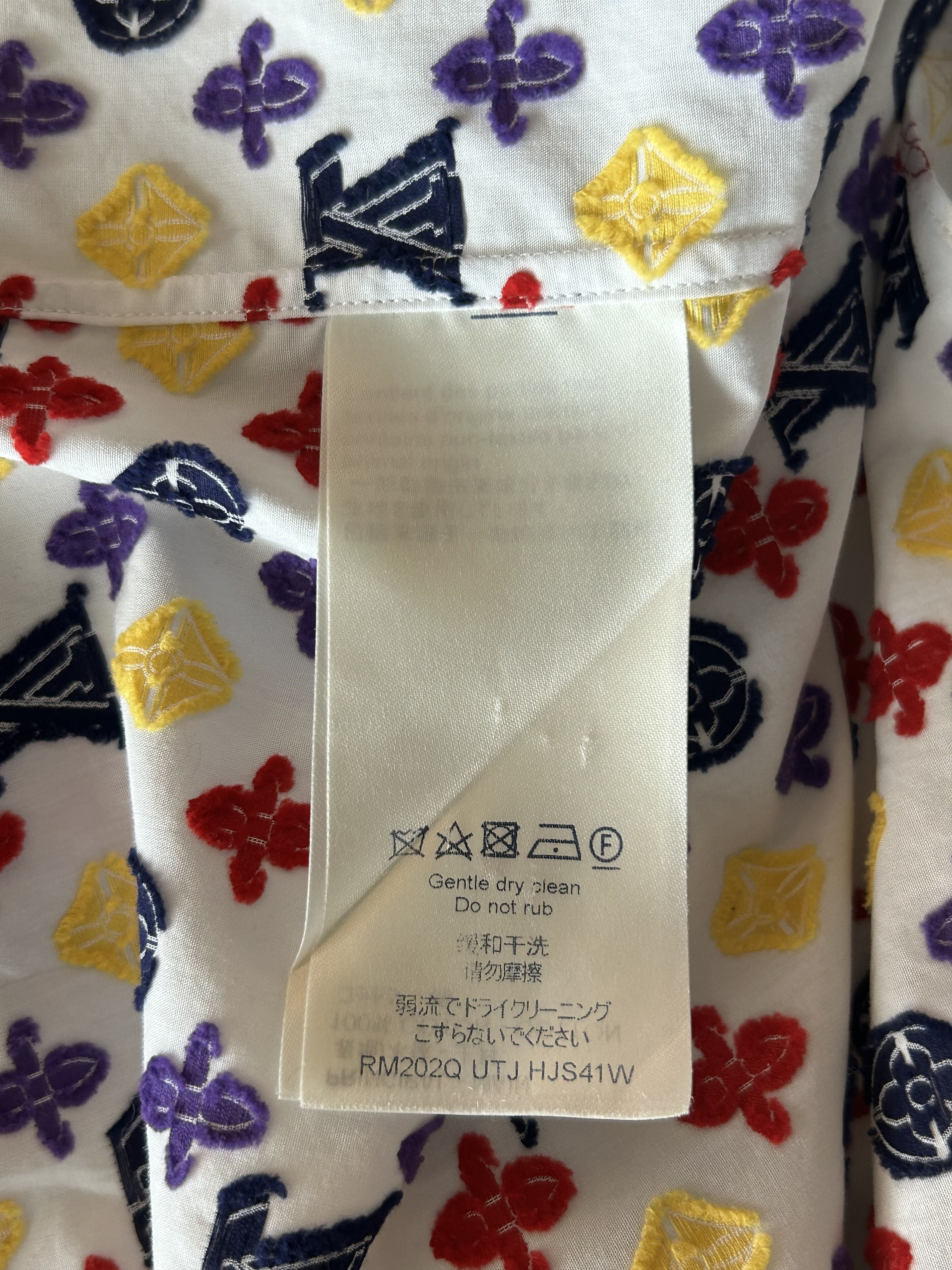 Louis Vuitton White Multicolor Embroidered Monogram Button Up Shirt Size US M / EU 48-50 / 2 - 5 Thumbnail