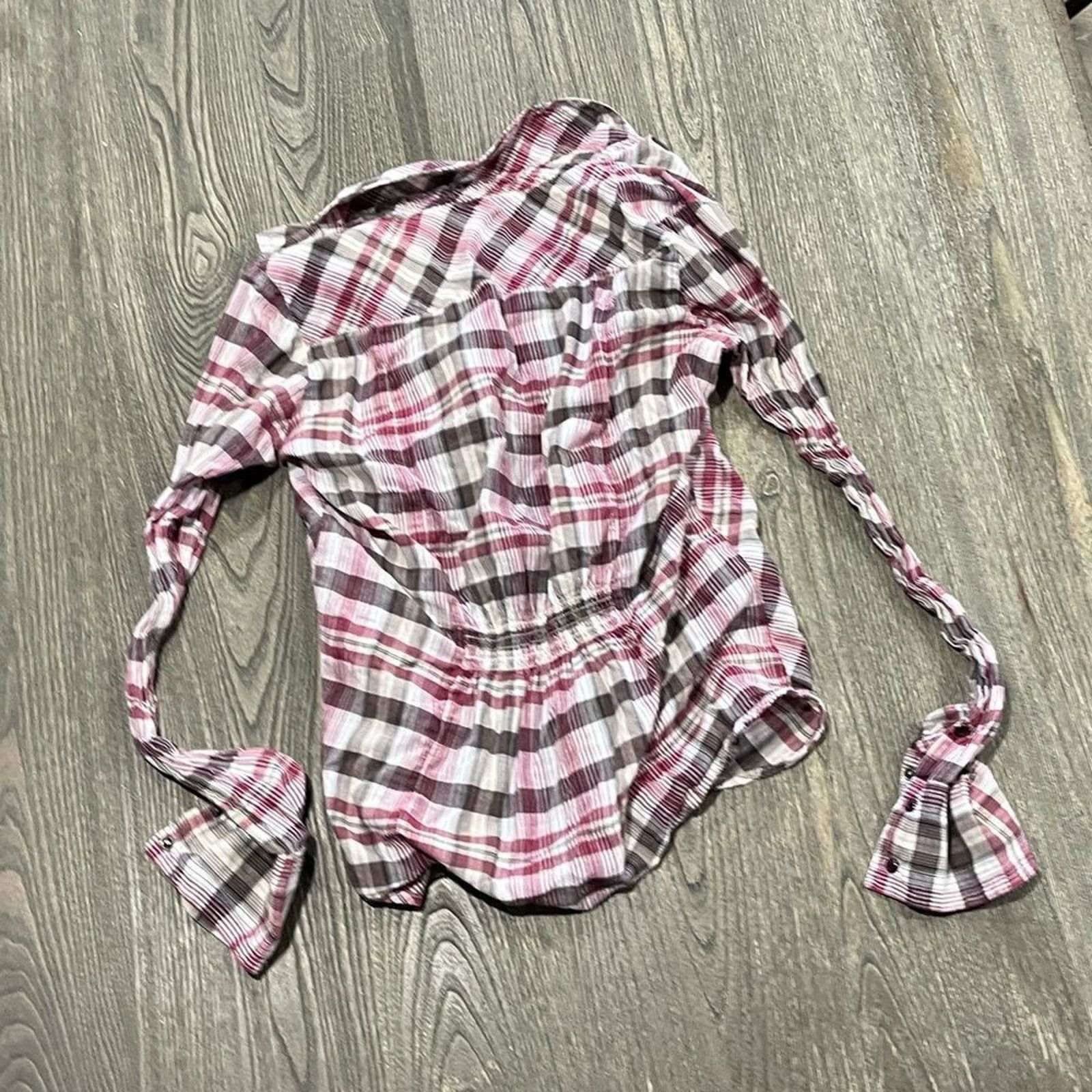 Vintage Maurices Button Down Shirt Plaid Long Sleeve Smocked Size M Size M / US 6-8 / IT 42-44 - 2 Thumbnail