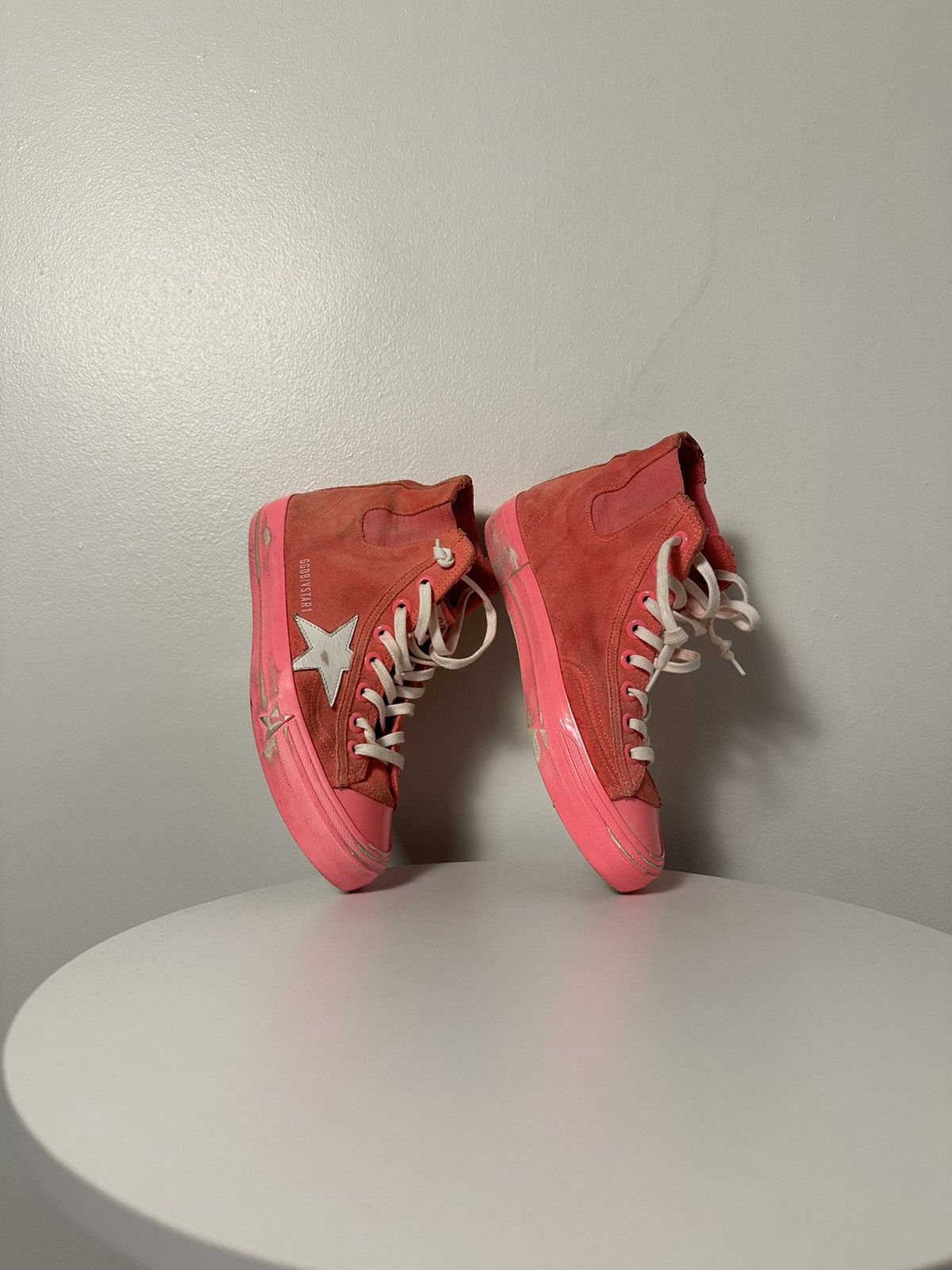 Golden Goose Golden Goose Deluxe Brand V Star 2 Pink Hi-Top Sneakers Size US 7.5 / IT 37.5 - 6 Thumbnail