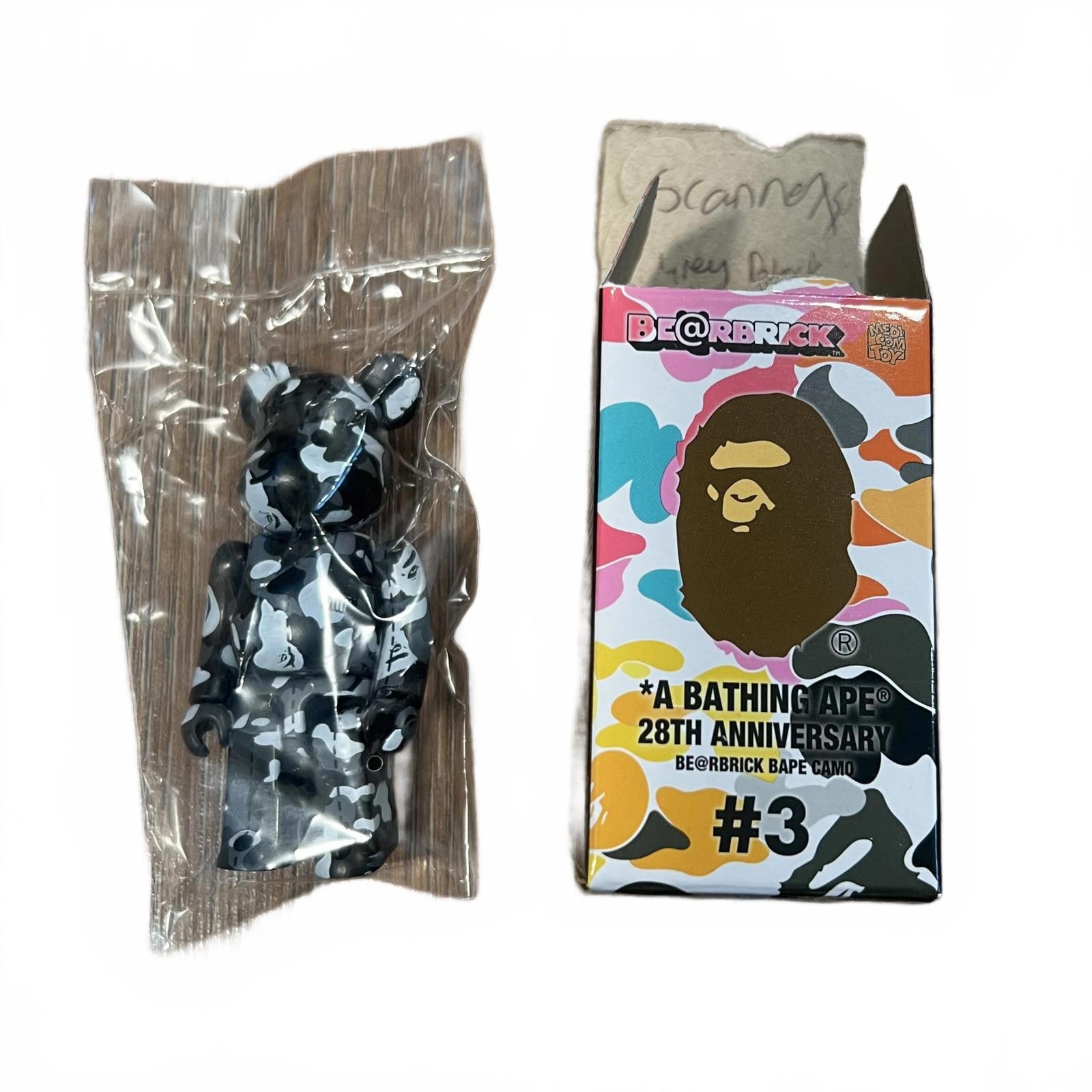 Bape Bearbrick x BAPE 28th Anniversary Camo #3 100% Black Grey Size ONE SIZE - 1 Thumbnail