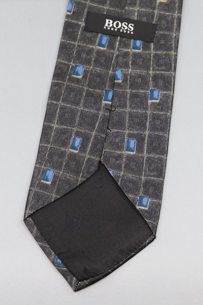 Hugo Boss Vintage Hugo Boss Silk Tie – Abstract Blue Square Pattern Size ONE SIZE - 2 Thumbnail