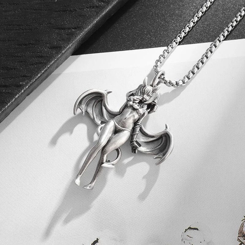 Jewelry Gothic Devil Bat Girl Necklace Size ONE SIZE - 5 Thumbnail