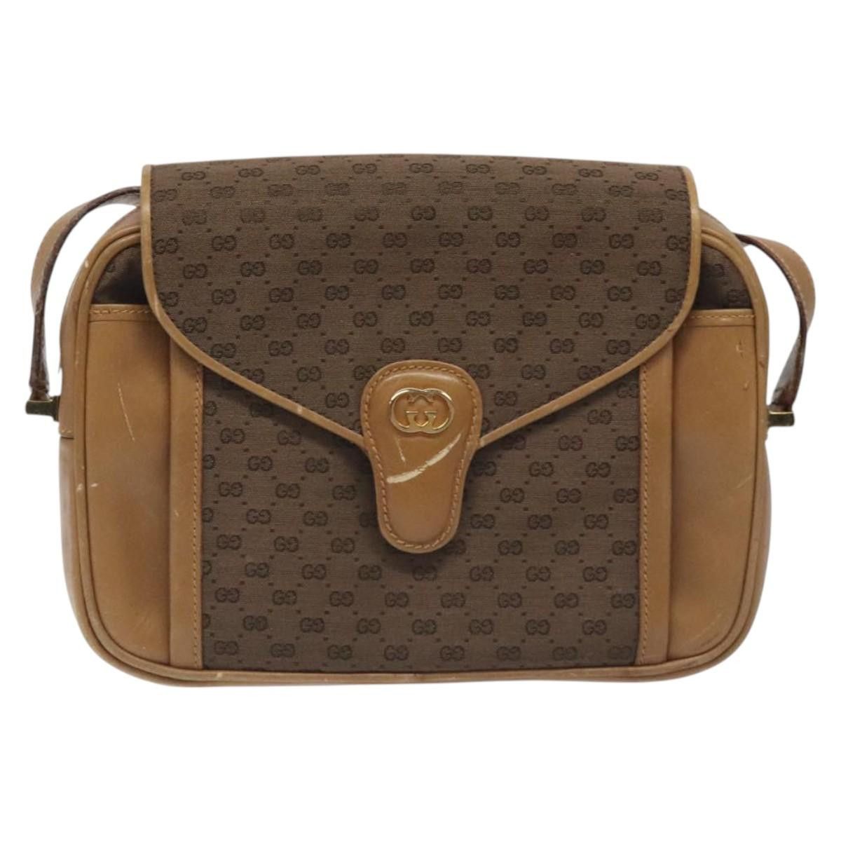 Gucci GUCCI Micro GG Canvas Shoulder Bag Brown Gold Size ONE SIZE - 2 Thumbnail