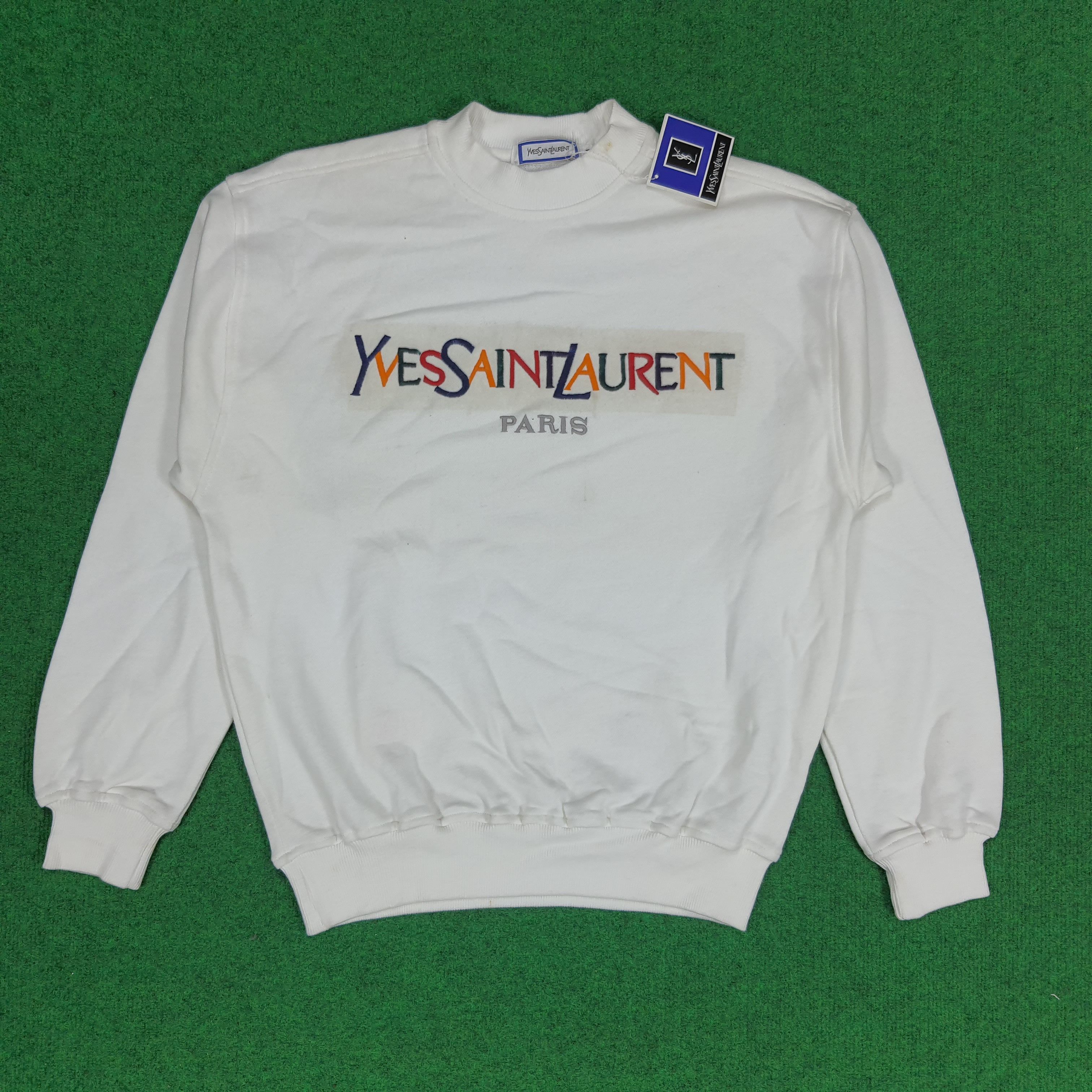 Designer × Vintage Vintage Yves Saint Lauren Spell Out Sweatshirt Size US M / EU 48-50 / 2 - 1 Thumbnail