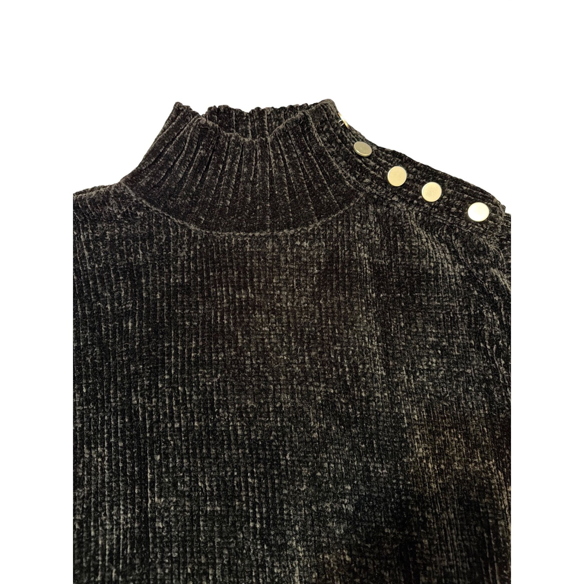 Cynthia Rowley Cynthia Rowley Black Chenille Mockneck Sweater Silver Should Size S / US 4 / IT 40 - 4 Thumbnail