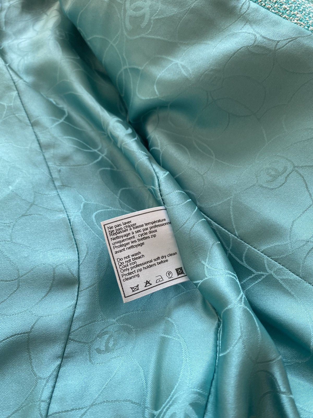 Chanel Vintage CHANEL Pre-Loved Teal Tweed Collared Zip Jacket Size S / US 4 / IT 40 - 5 Thumbnail