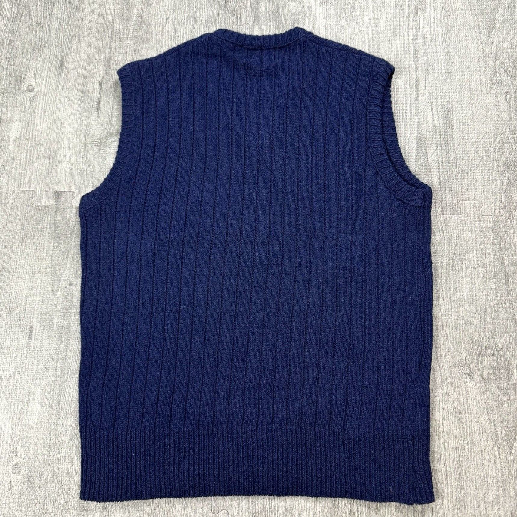 Vintage Vintage 70s Bernette Men's Acrylic Sweater Vest Navy Blue All Seasons Preppy USA Size L Size US L / EU 52-54 / 3 - 4 Thumbnail