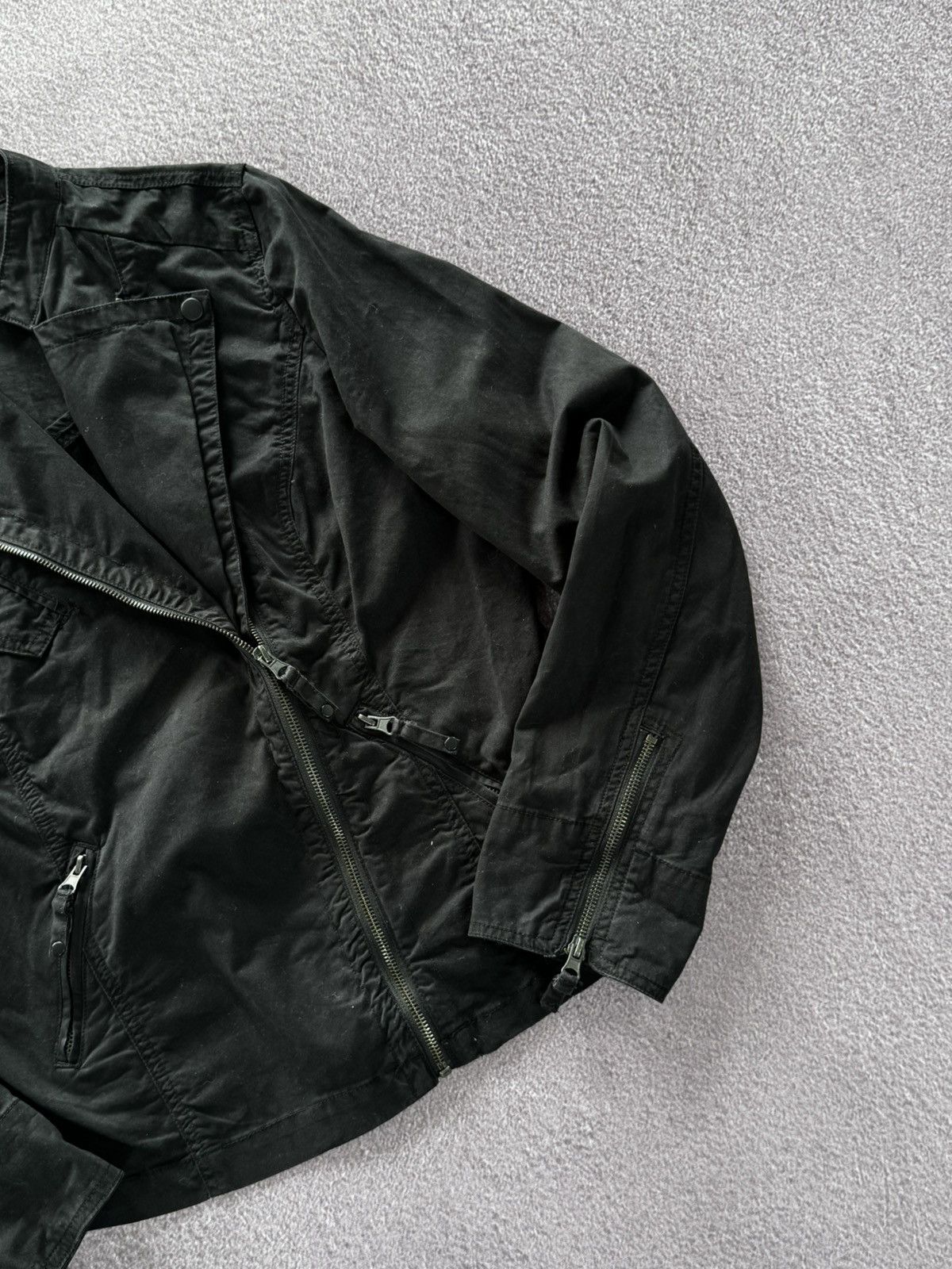 Japanese Brand 00s Rick Owens Style Avant Garde Womens Black Cotton Jacket Size M / US 6-8 / IT 42-44 - 7 Thumbnail