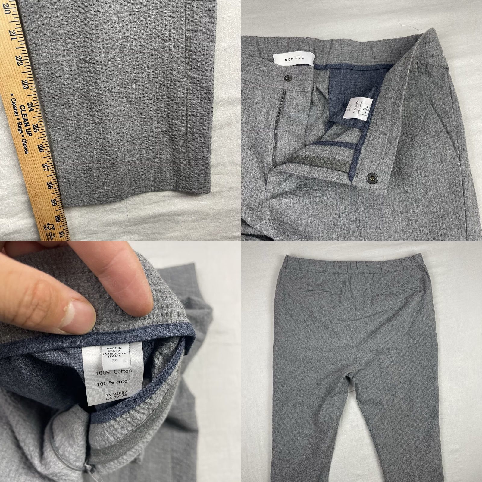 Vintage Nominee Pants Men 34 fits 34x30 Seersucker Casual Designer Slacks Pleated Gray Size US 34 / EU 50 - 8 Thumbnail