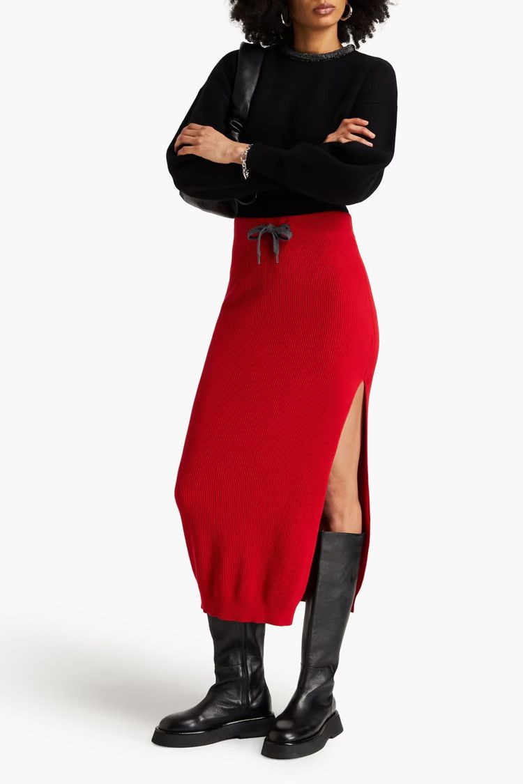 Brunello Cucinelli o1y0725 Midi Skirt in Red Size 28" / US 6 / IT 42 - 2 Thumbnail