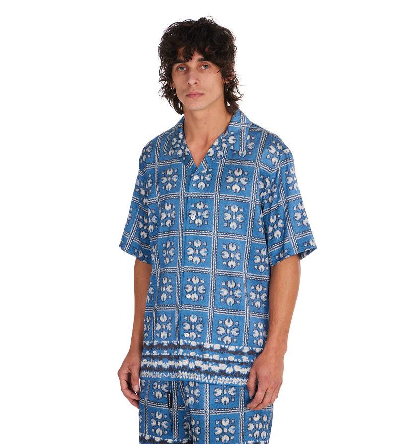 Nahmias o1h1sh11224 Tield Silk Shirt in Tiled Print Size US XL / EU 56 / 4 - 2 Thumbnail