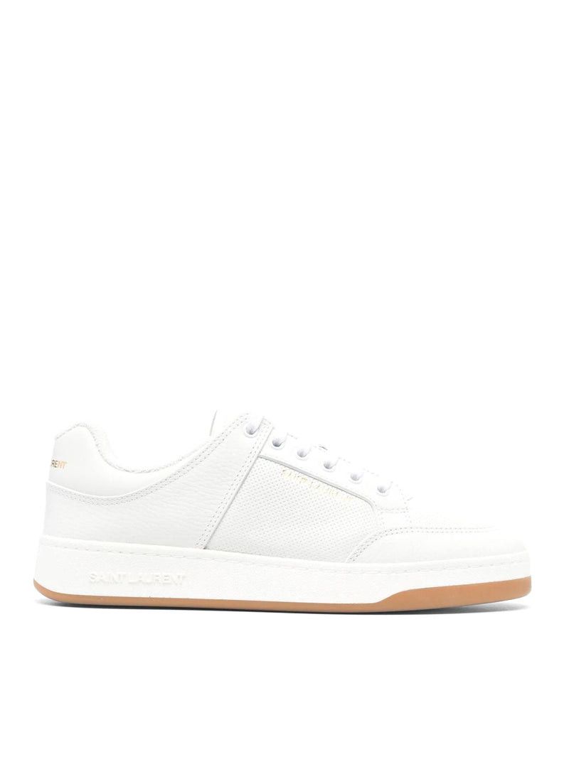 image of Saint Laurent Paris Sl/61 Perforated Leather Sneakers in White, Men's (Size 9)
