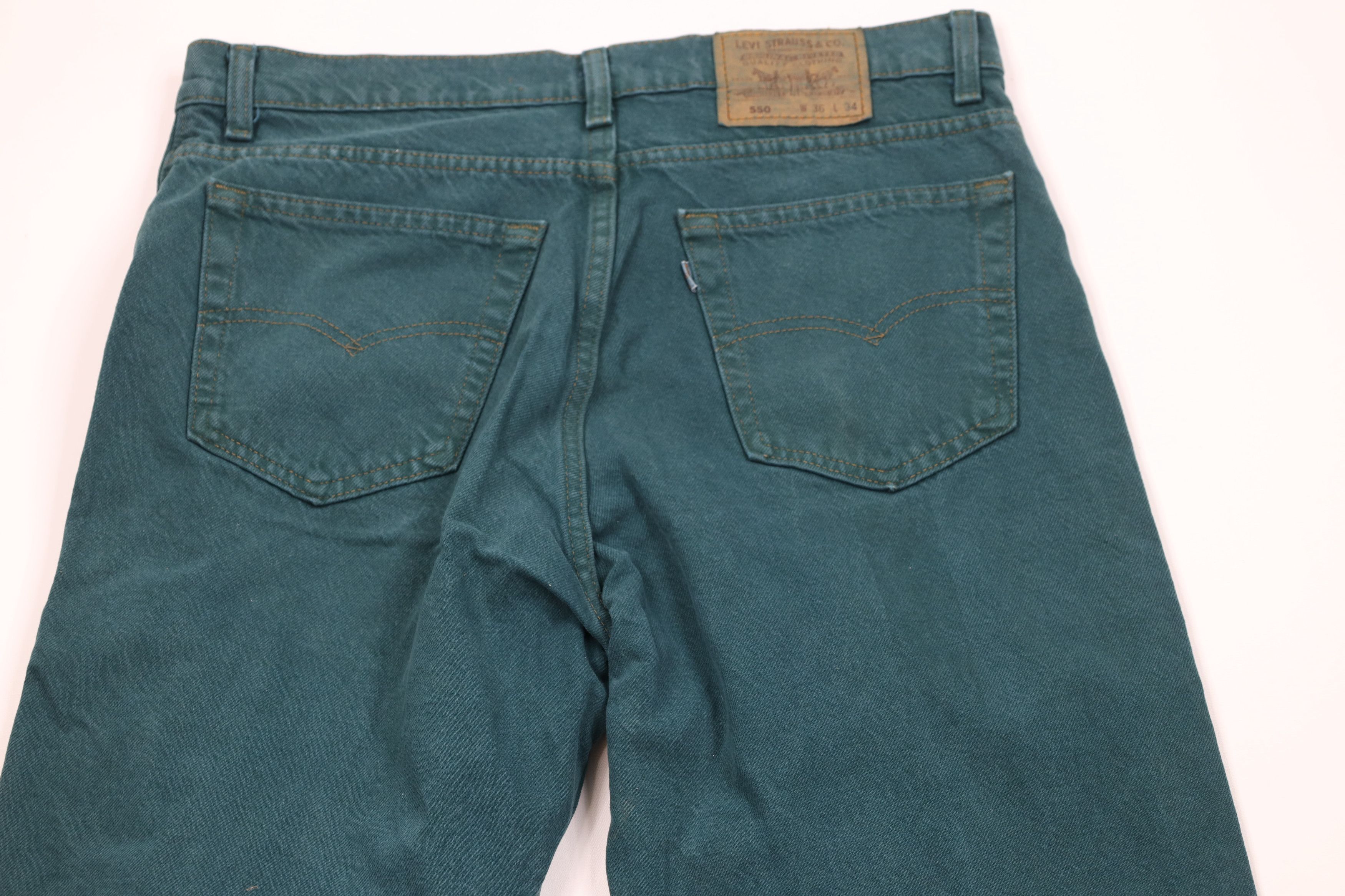 Levi's Vintage 90s Levis 550 Fit Denim Jeans Green Cotton USA Size US 36 / EU 52 - 10 Thumbnail