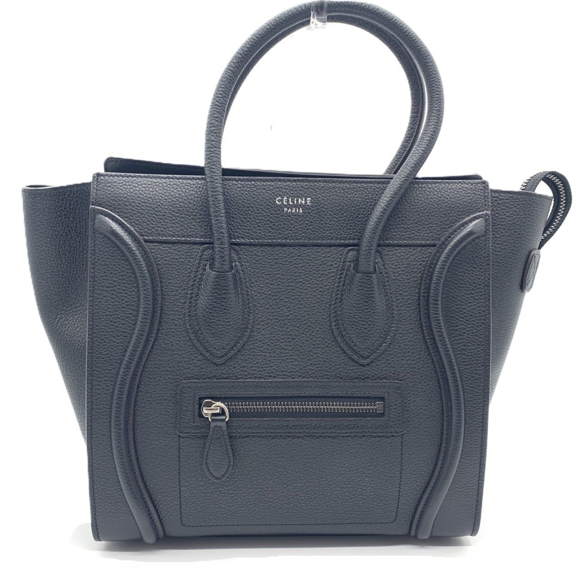 Celine Luggage Micro Shopper Handbag Shoulder Bag Leather Black Women's Celine A Rank