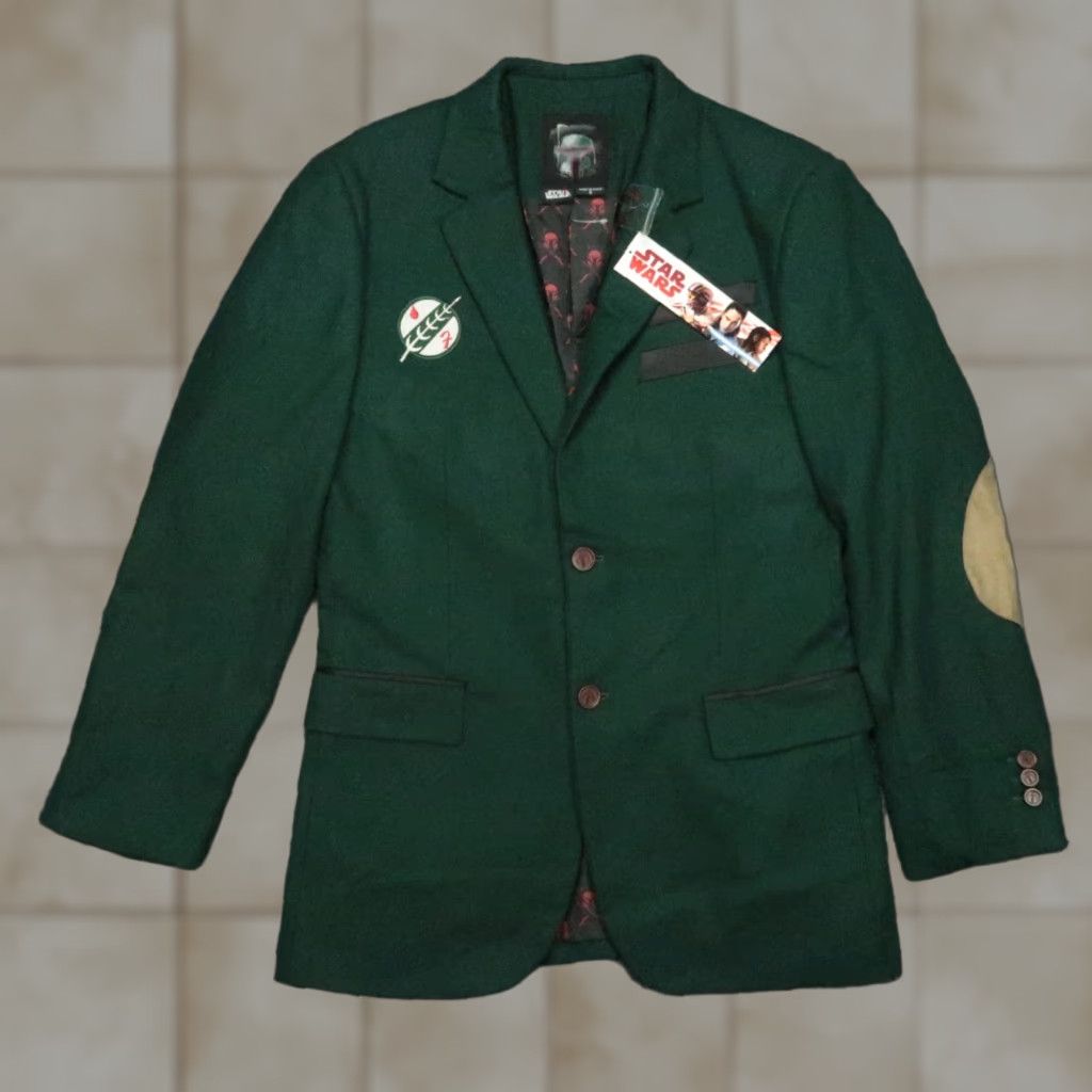 Star Wars Jacket Mens Small Green Boba Fett Blazer Wool Blend Lined NWT