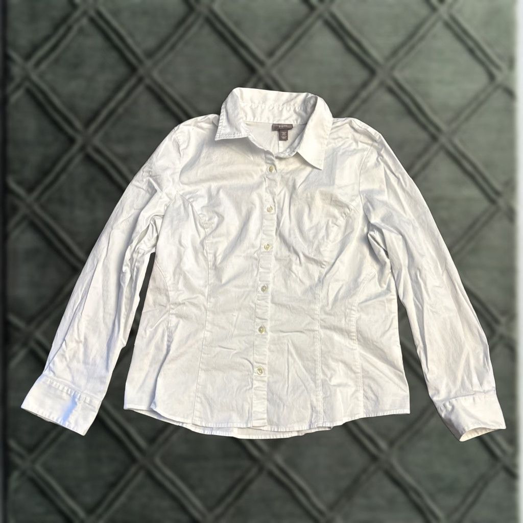 J. Jill J. Jill Blouse Shirt Long Sleeve Button Collared 18P White Stretch Classic Capsule Size XXL / US 16-18 / IT 52-54 - 1 Thumbnail