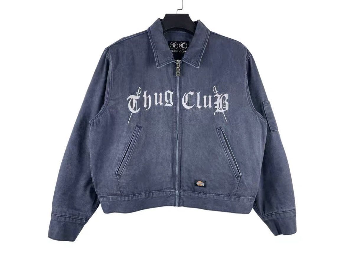 Thug Club Blue Denim Jacket with Embroidered Text Size US M / EU 48-50 / 2 - 1 Thumbnail