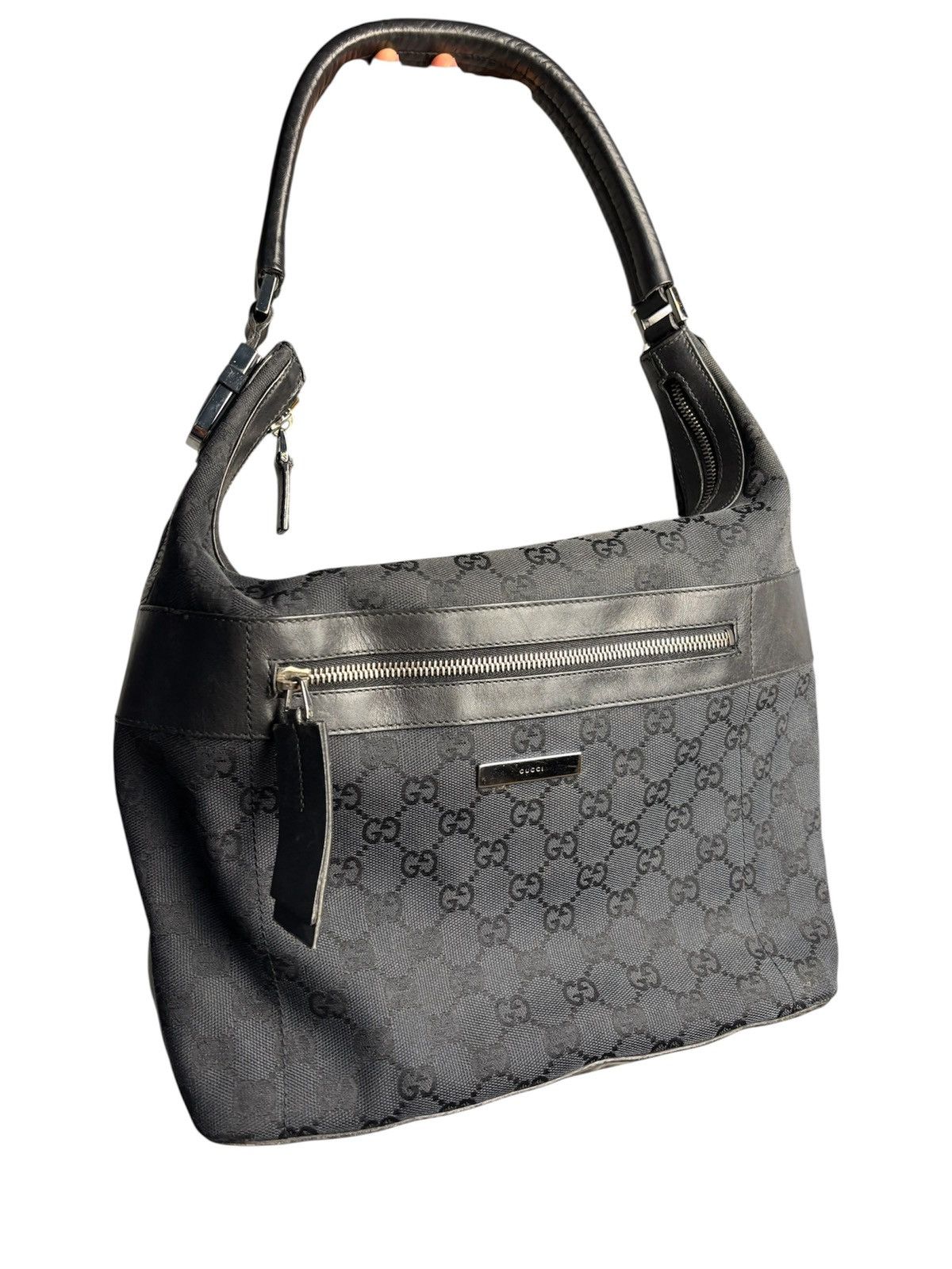 Gucci Gucci Vintage GG Canvas Small Black Shoulder Bag Luxury Size ONE SIZE - 1 Thumbnail