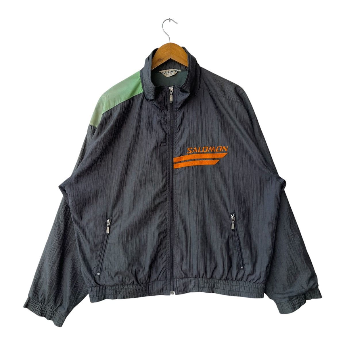 Salomon Vintage 90s Salomon Crinkled Nylon Windbreaker Jacket Size US L / EU 52-54 / 3 - 4 Thumbnail