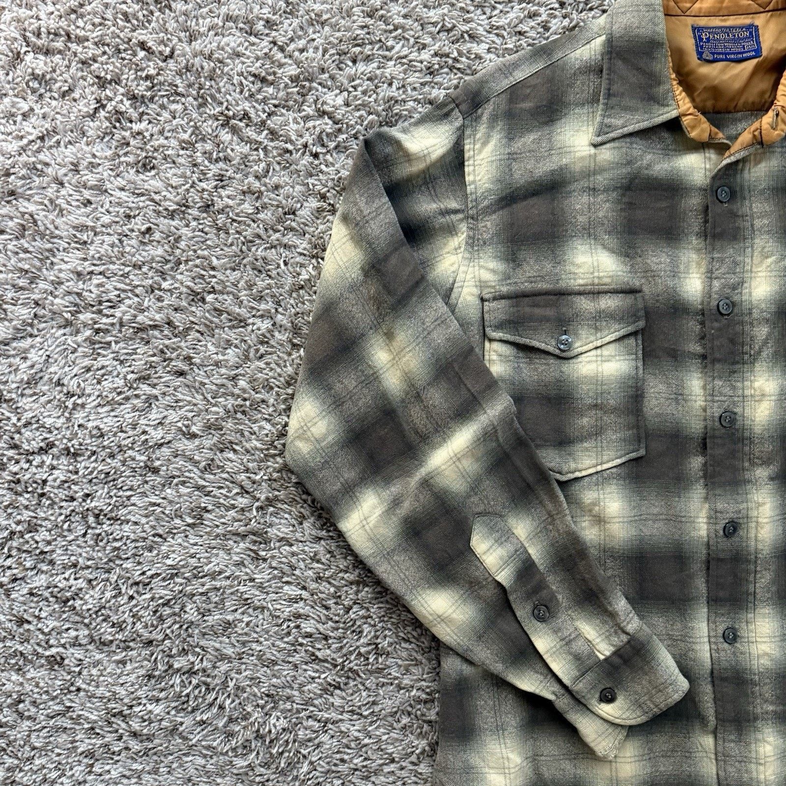 Pendleton × Vintage Vintage Pendleton Shadow Plaid Green Brown Wool Button Shirt Size US M / EU 48-50 / 2 - 8 Thumbnail