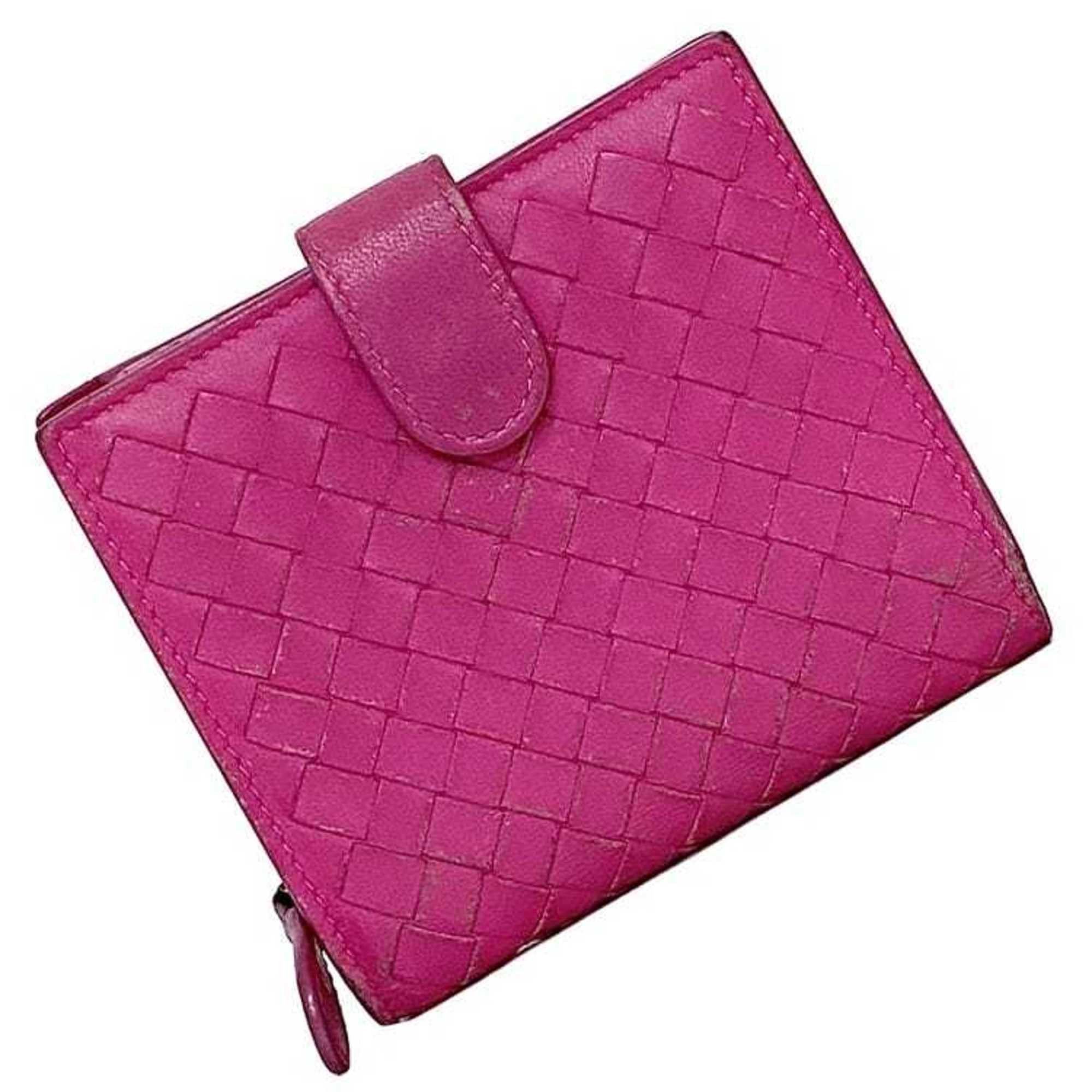 Bottega Veneta Bottega Veneta Bi-fold Wallet Pink Intrecciato Compact Leather BOTTEGA VENETA Women's Size ONE SIZE - 1 Thumbnail