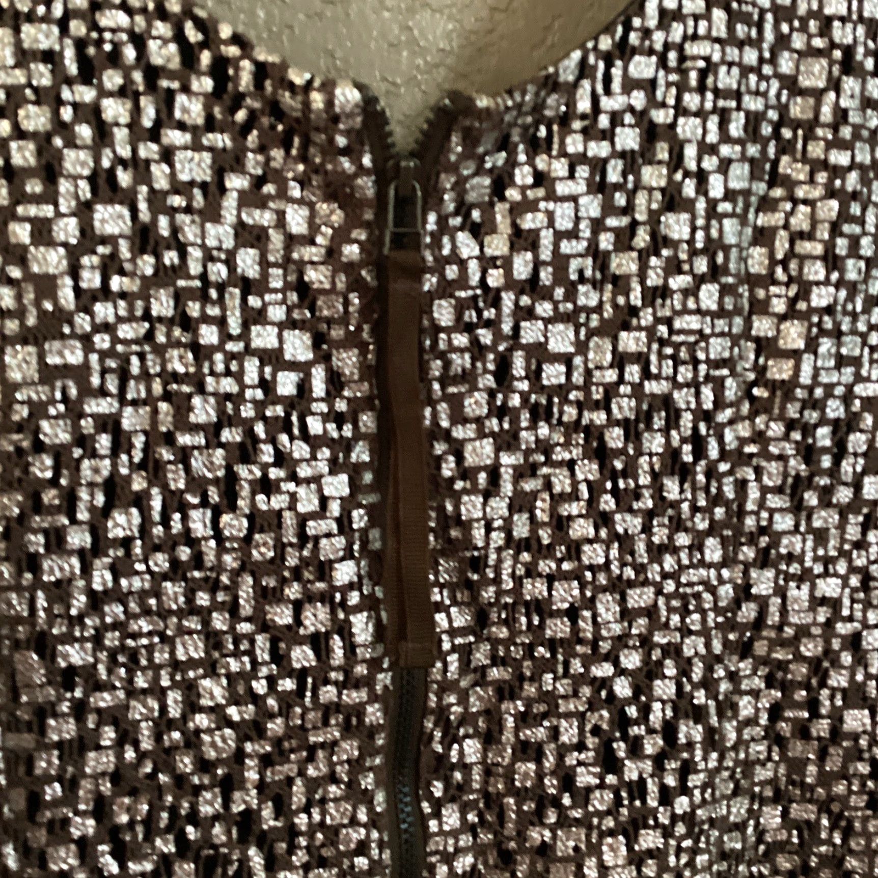 Guess GUESS Los Angeles Mini Dress Sleeveless Party Cocktail Sheath Mini Dress Brown Silver Ruffle Back Zip Juniors 9 Womens Size M / US 6-8 / IT 42-44 - 3 Thumbnail