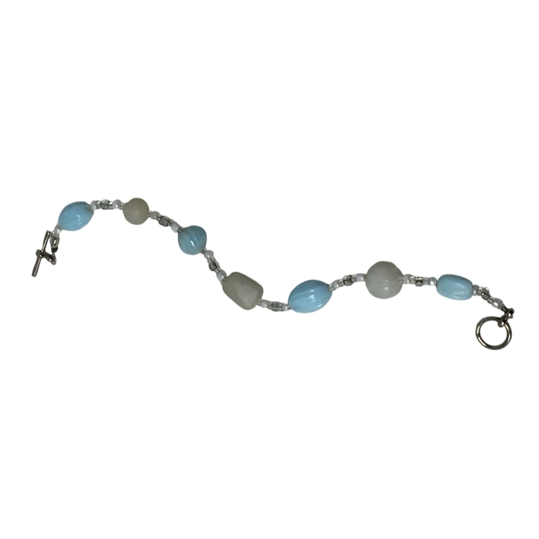 Other Women's Blue, Silver and White Beaded Bracelet with Toggle C Size ONE SIZE - 4 Thumbnail