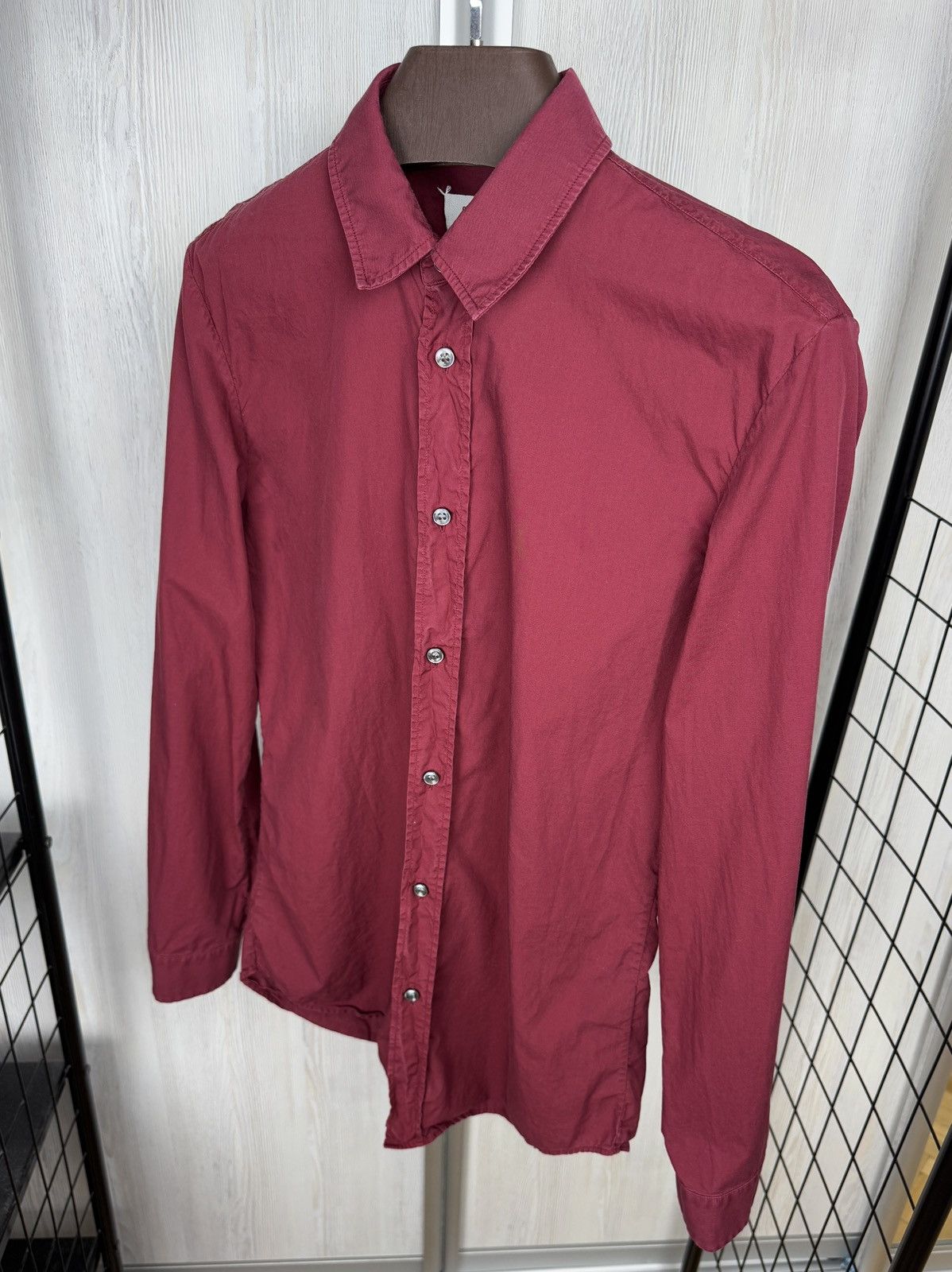 Maison Margiela Men’s Maison Martin Margiela Burgundy Long Sleeve Shirt 46 Size US S / EU 44-46 / 1 - 6 Thumbnail