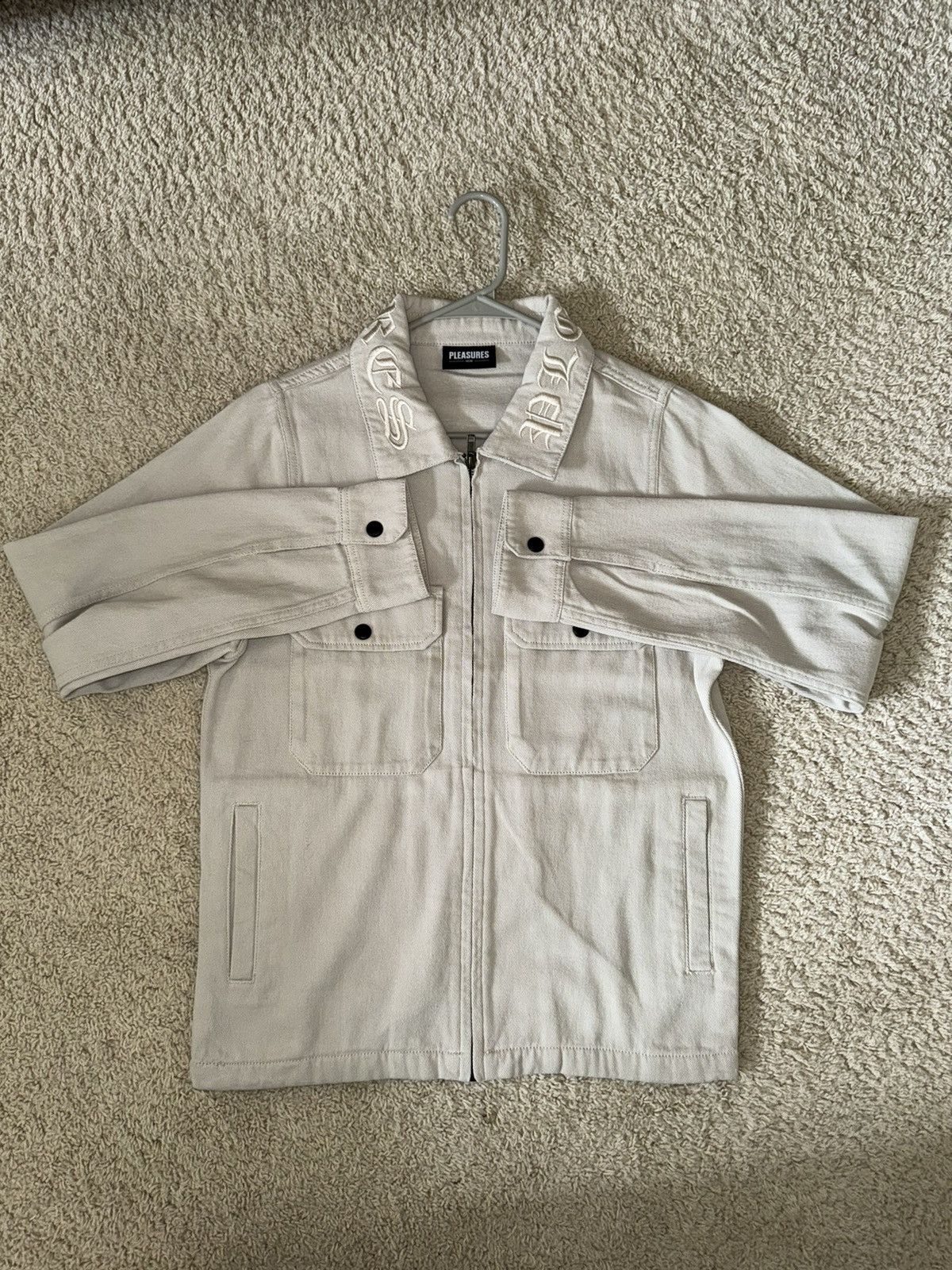 Pleasures Pleasures White Denim Jacket Size US S / EU 44-46 / 1 - 1 Thumbnail