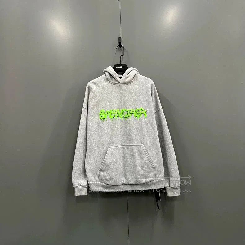 Balenciaga Balenciaga Grey Front Logo Print Hoodie. Size US S / EU 44-46 / 1 - 1 Thumbnail