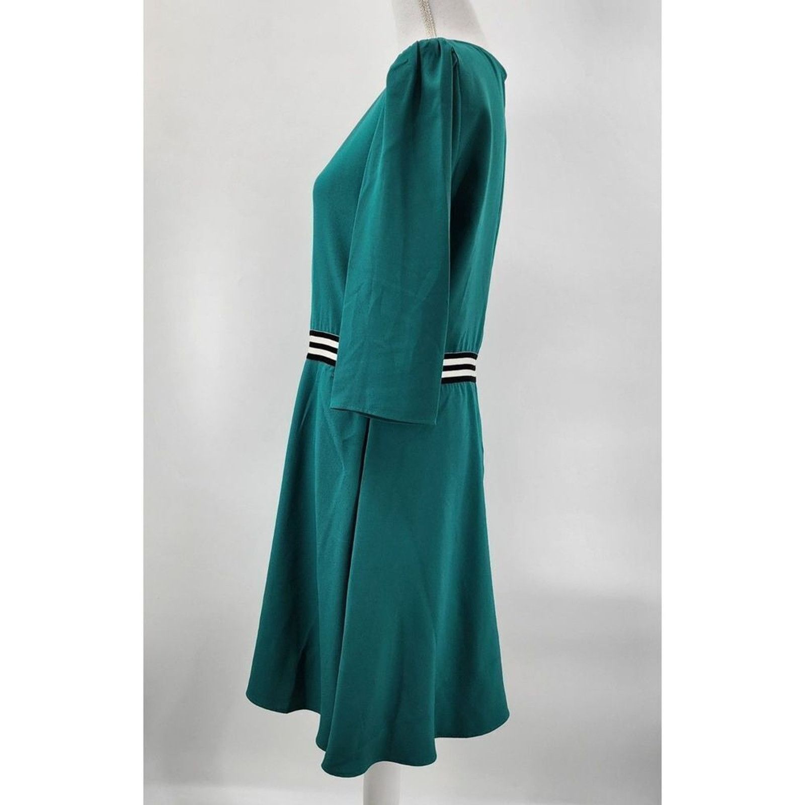 Armani Exchange Armani Exchange Green Midi 3/4 Sleeve Flare Dress 10 Medium Size L / US 10 / IT 46 - 3 Thumbnail