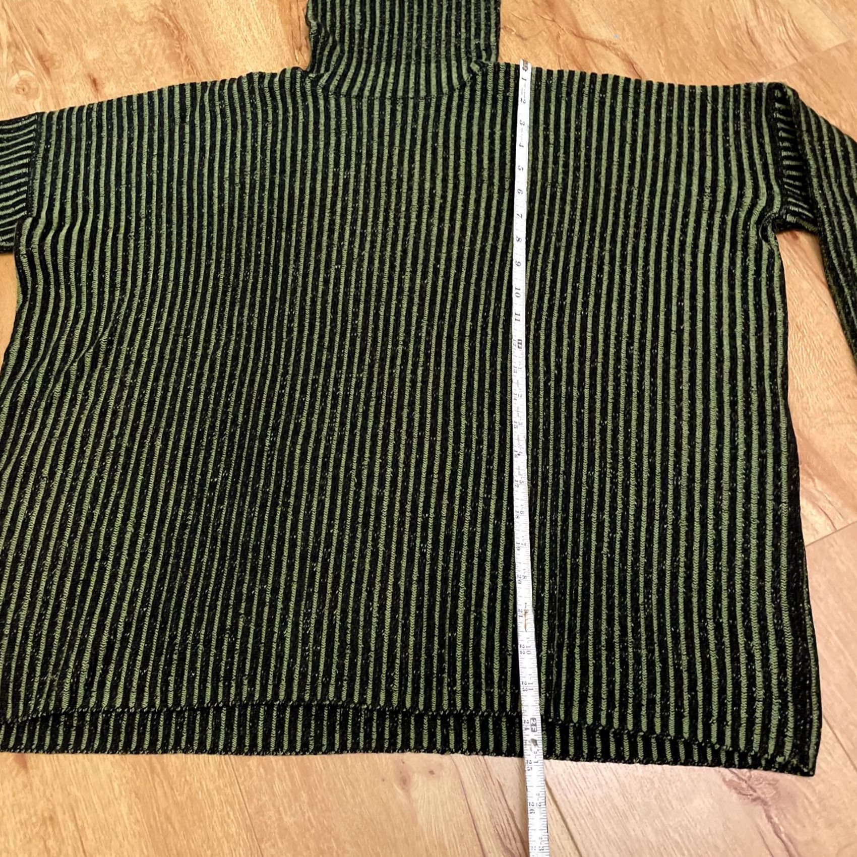 Vintage VINTAGE 90s Striped Turtleneck Sweater Green Black Women's Large Oversize Pullover Size L / US 10 / IT 46 - 4 Thumbnail