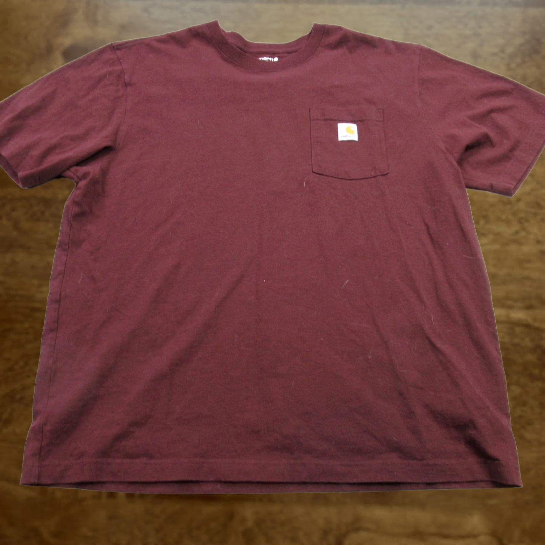 Carhartt Carhartt Mens Shirt XL Burgundy Short Sleeve Crew Neck Loose Lightweight Pocket Size US XL / EU 56 / 4 - 1 Thumbnail