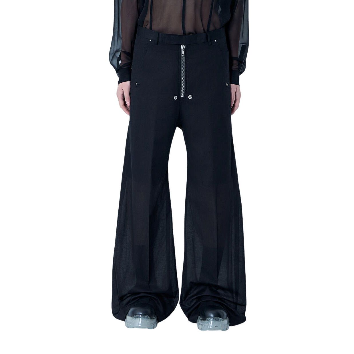 RICK OWENS Temple Tailored Wide Belas Black Pants New & Auth