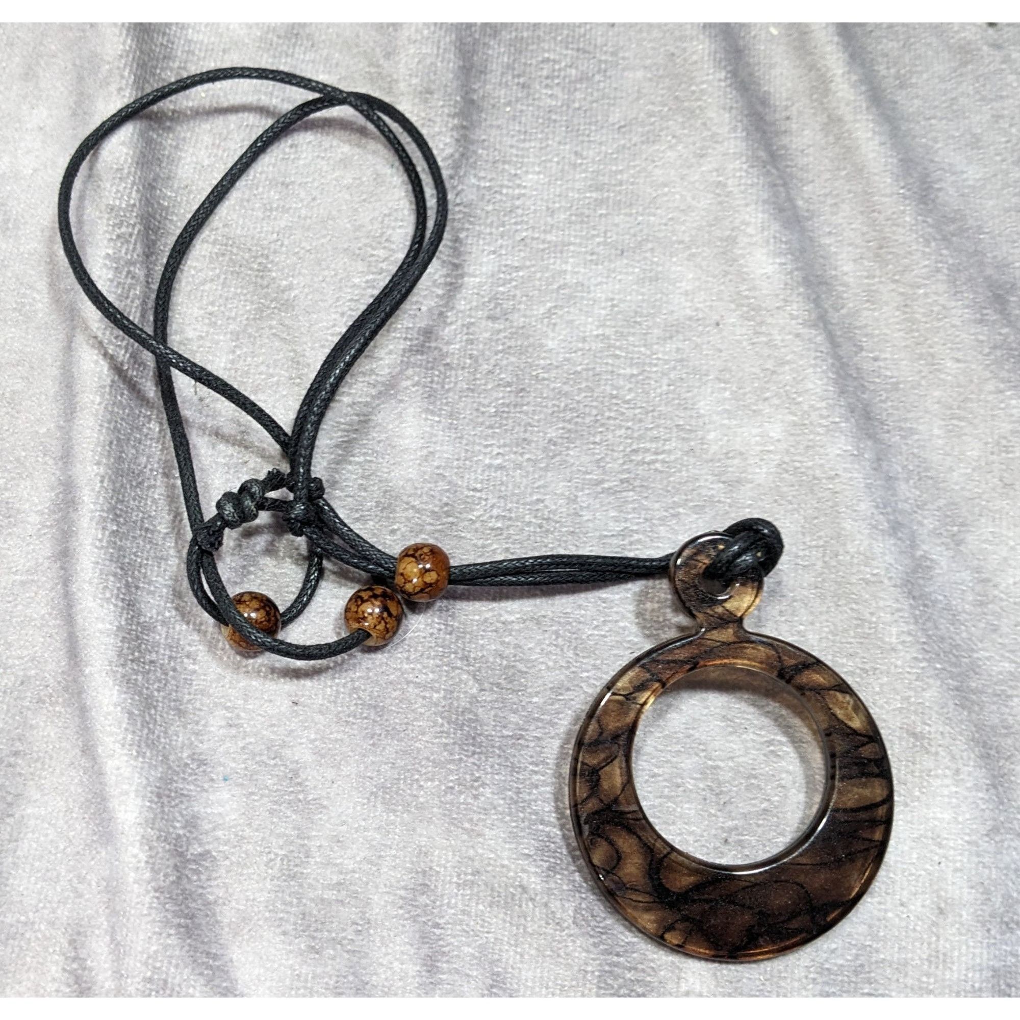 Other Brown Resin Pendant Necklace With Adjustable Black Cord & Be Size ONE SIZE - 7 Thumbnail