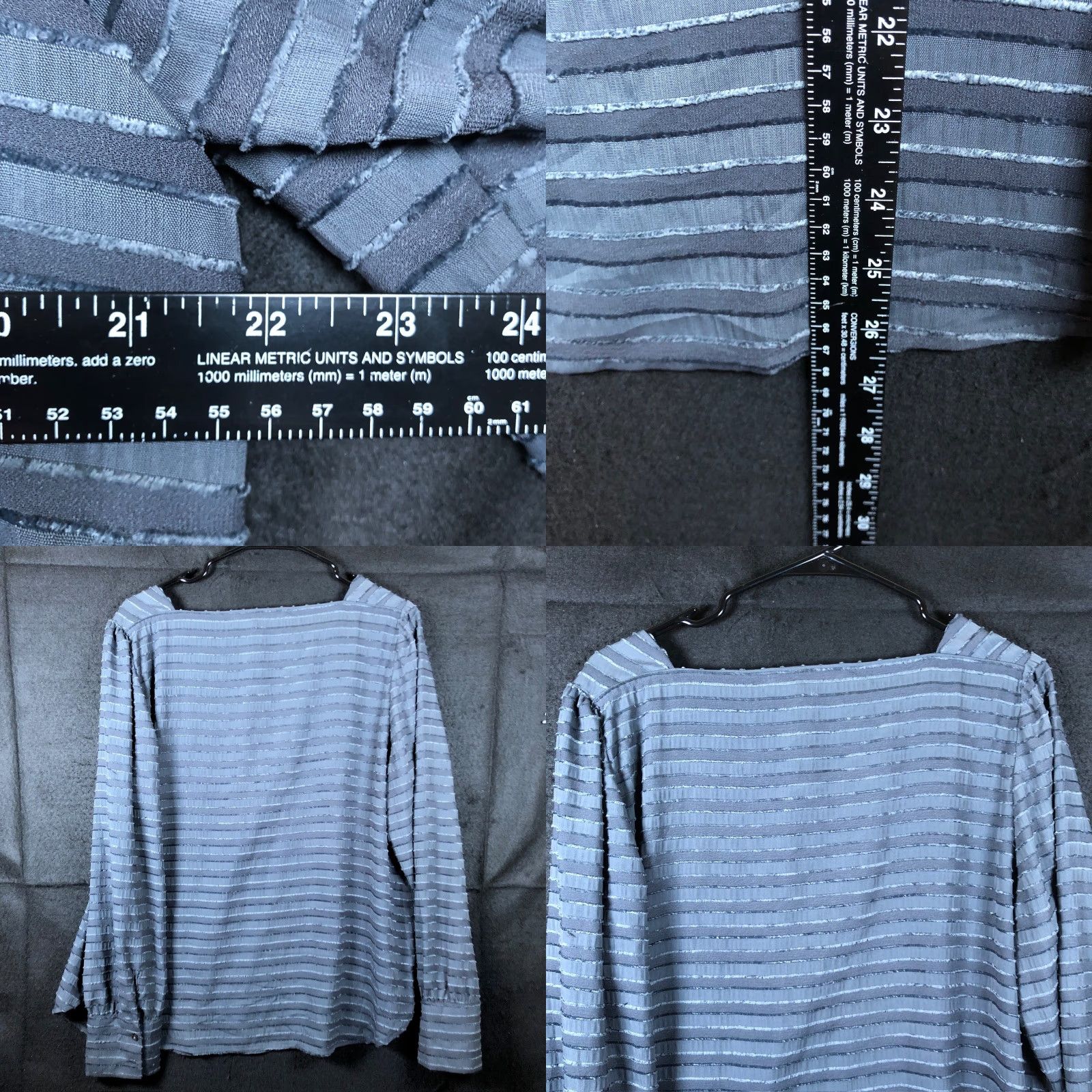 Loft loft Blouse Womens L Blue Striped Square Neck Long Sleeve Polyester Size L / US 10 / IT 46 - 8 Thumbnail
